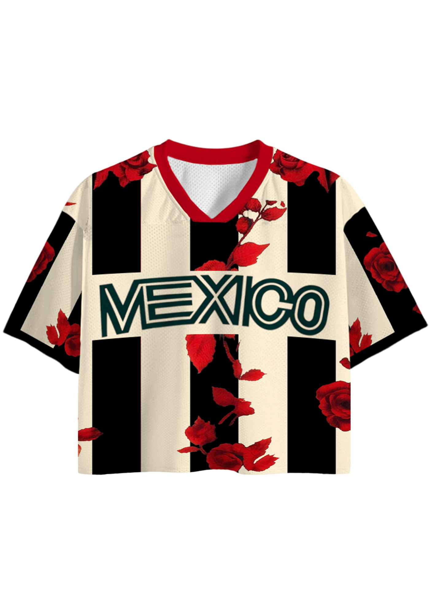 Vintage Gothic Rose Mexico Cropped Jersey Shirt