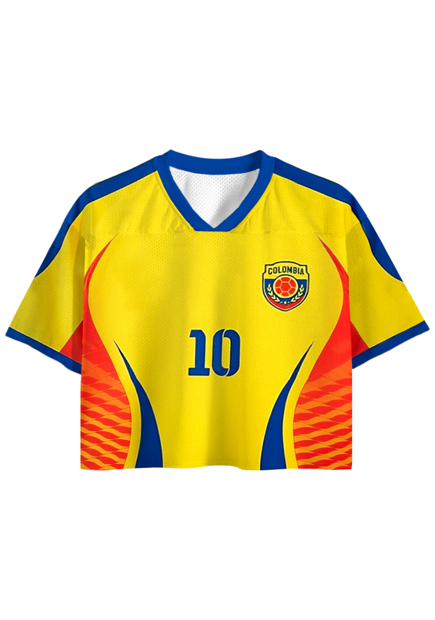 Yellow Blue Colombia National Team Cropped Jersey Shirt