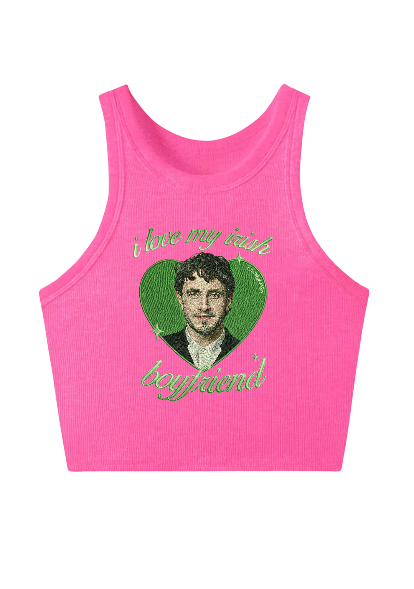 I Love My Irish Boyfriend Embroidery Y2K Crop Tank Top