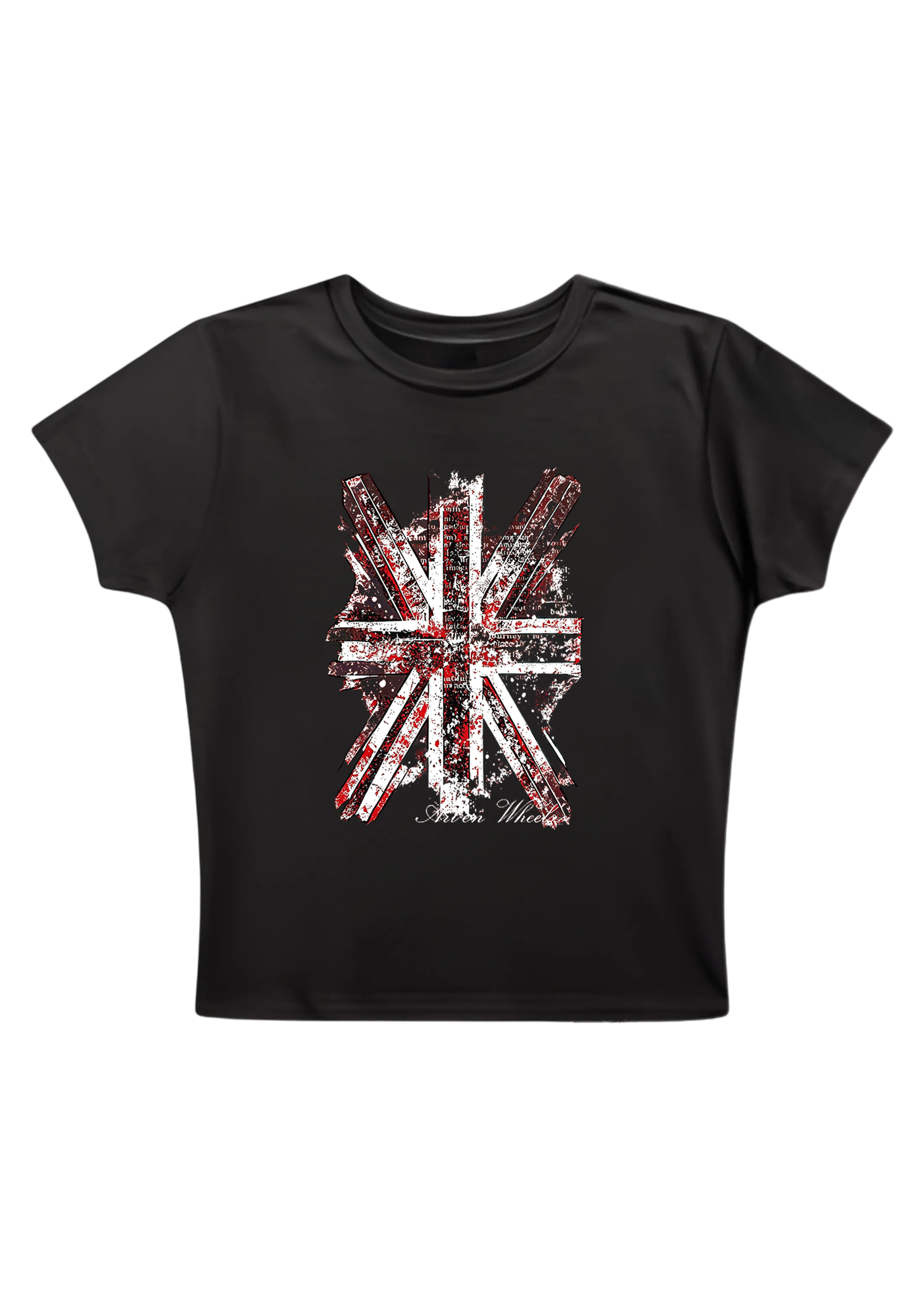 Distressed Grunge Union Jack British Flag Y2K Baby Tee