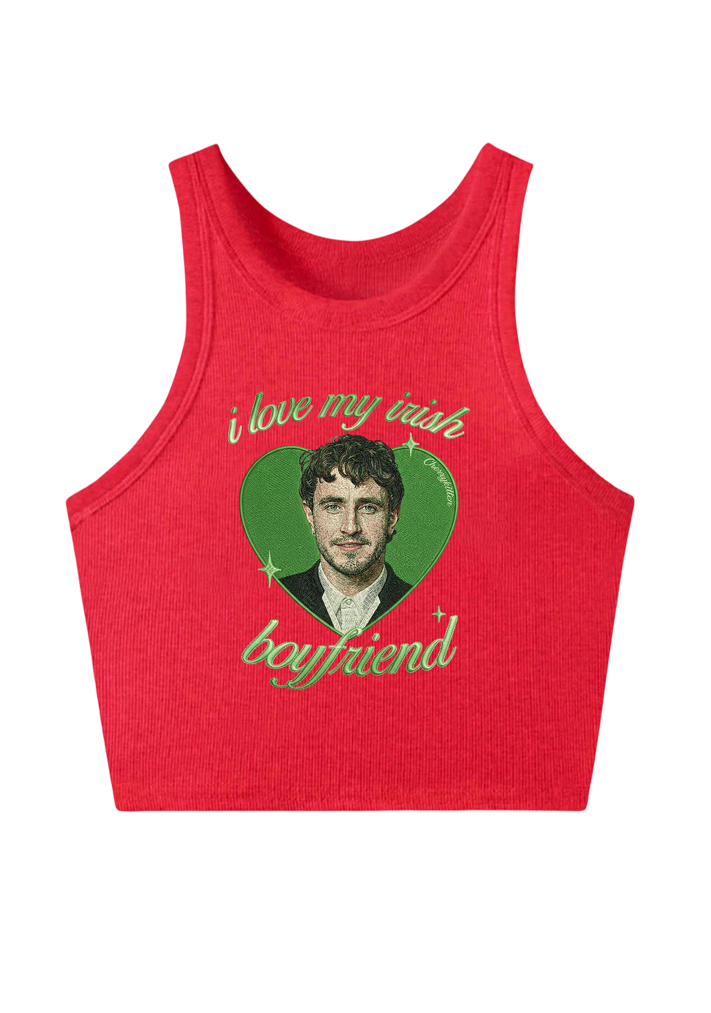 I Love My Irish Boyfriend Embroidery Y2K Crop Tank Top