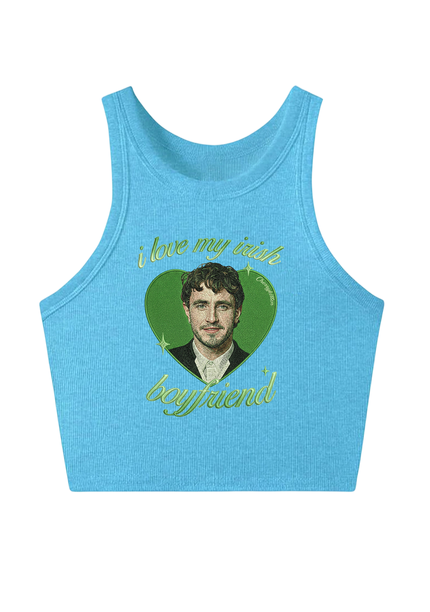 I Love My Irish Boyfriend Embroidery Y2K Crop Tank Top