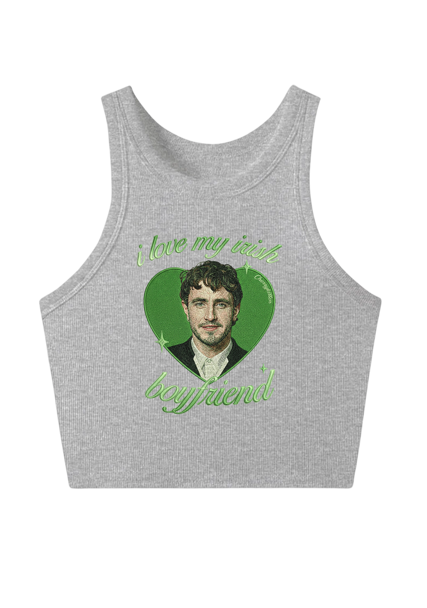 I Love My Irish Boyfriend Embroidery Y2K Crop Tank Top