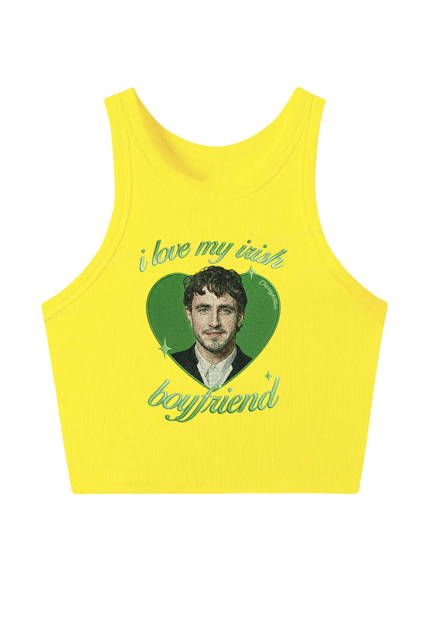 I Love My Irish Boyfriend Embroidery Y2K Crop Tank Top