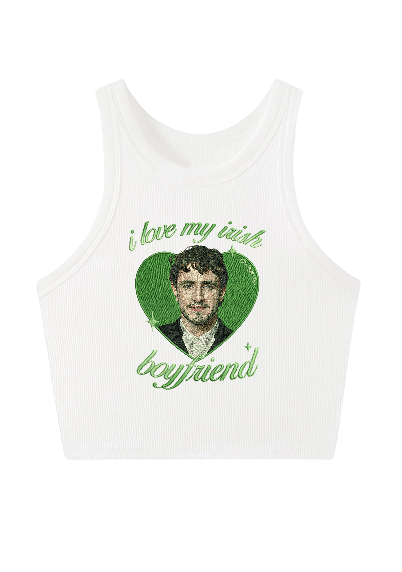 I Love My Irish Boyfriend Embroidery Y2K Crop Tank Top