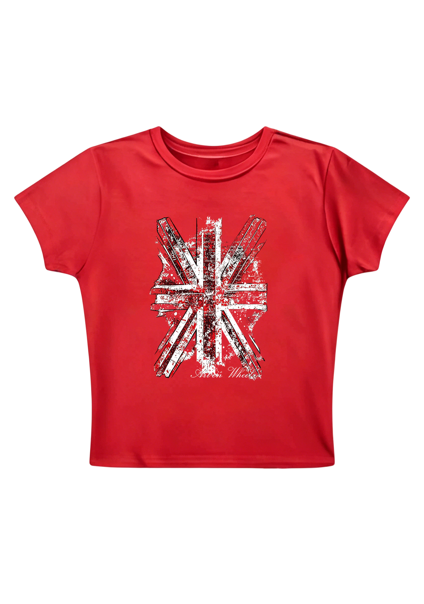 Distressed Grunge Union Jack British Flag Y2K Baby Tee