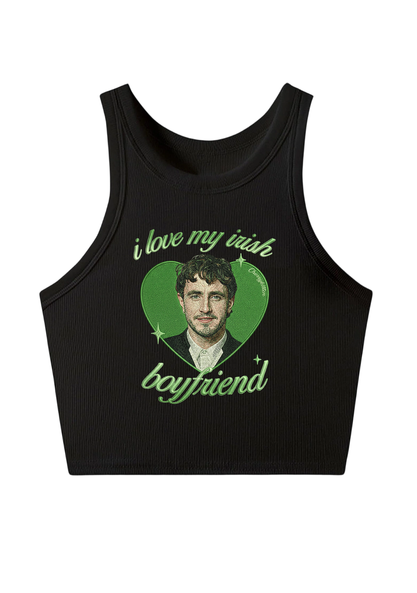 I Love My Irish Boyfriend Embroidery Y2K Crop Tank Top