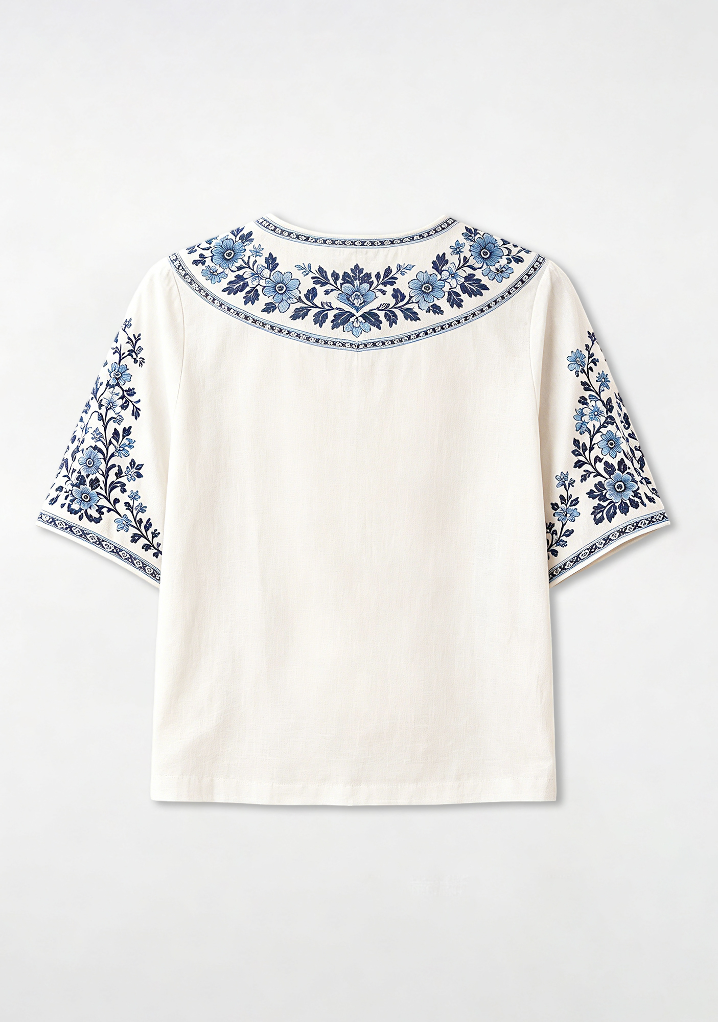 Boho Floral Border Manchester City V-Neck Blouse