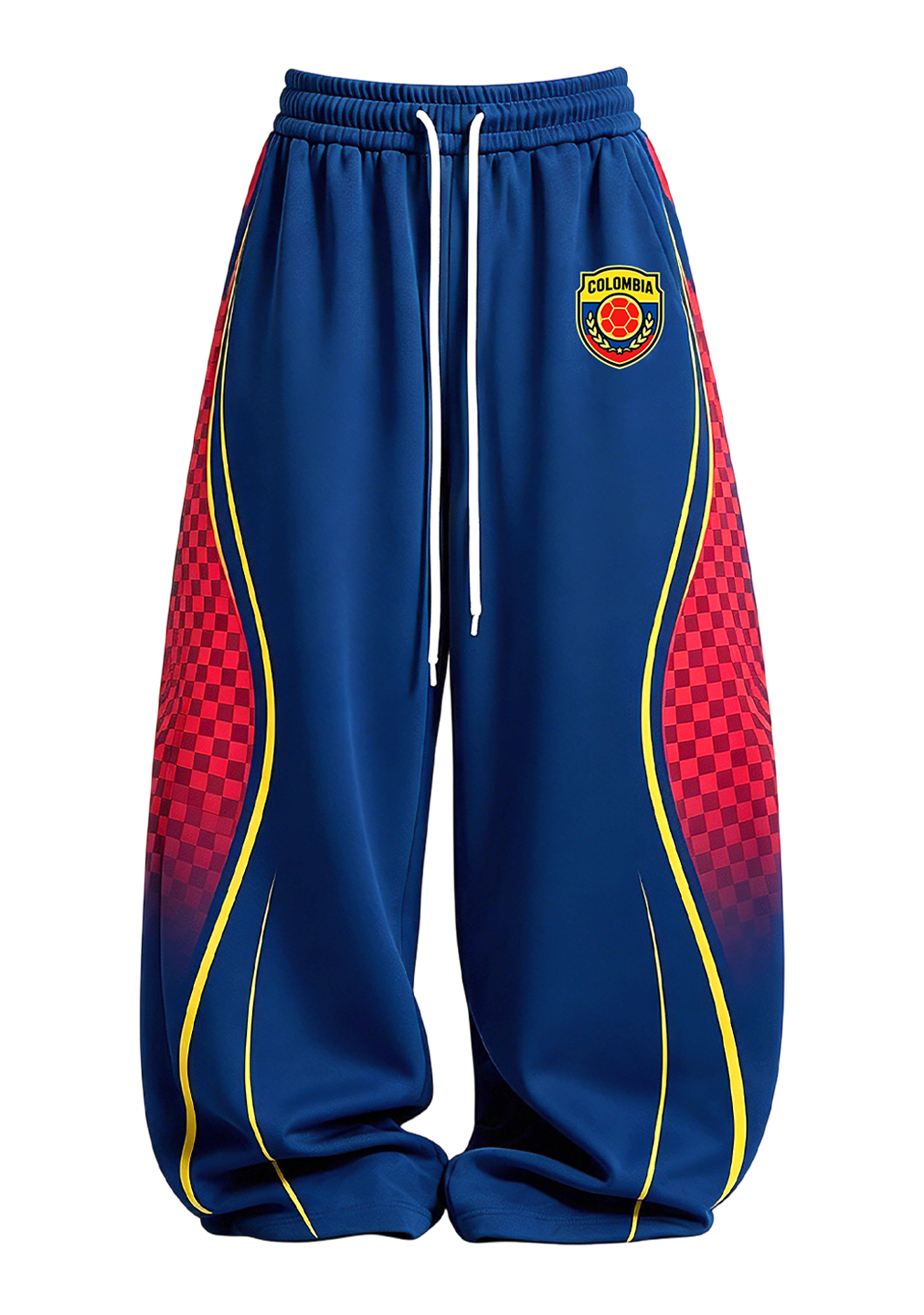 Checker Side Stripe Colombia Game Day Tops & Elasticated Trousers Two-Piece Set