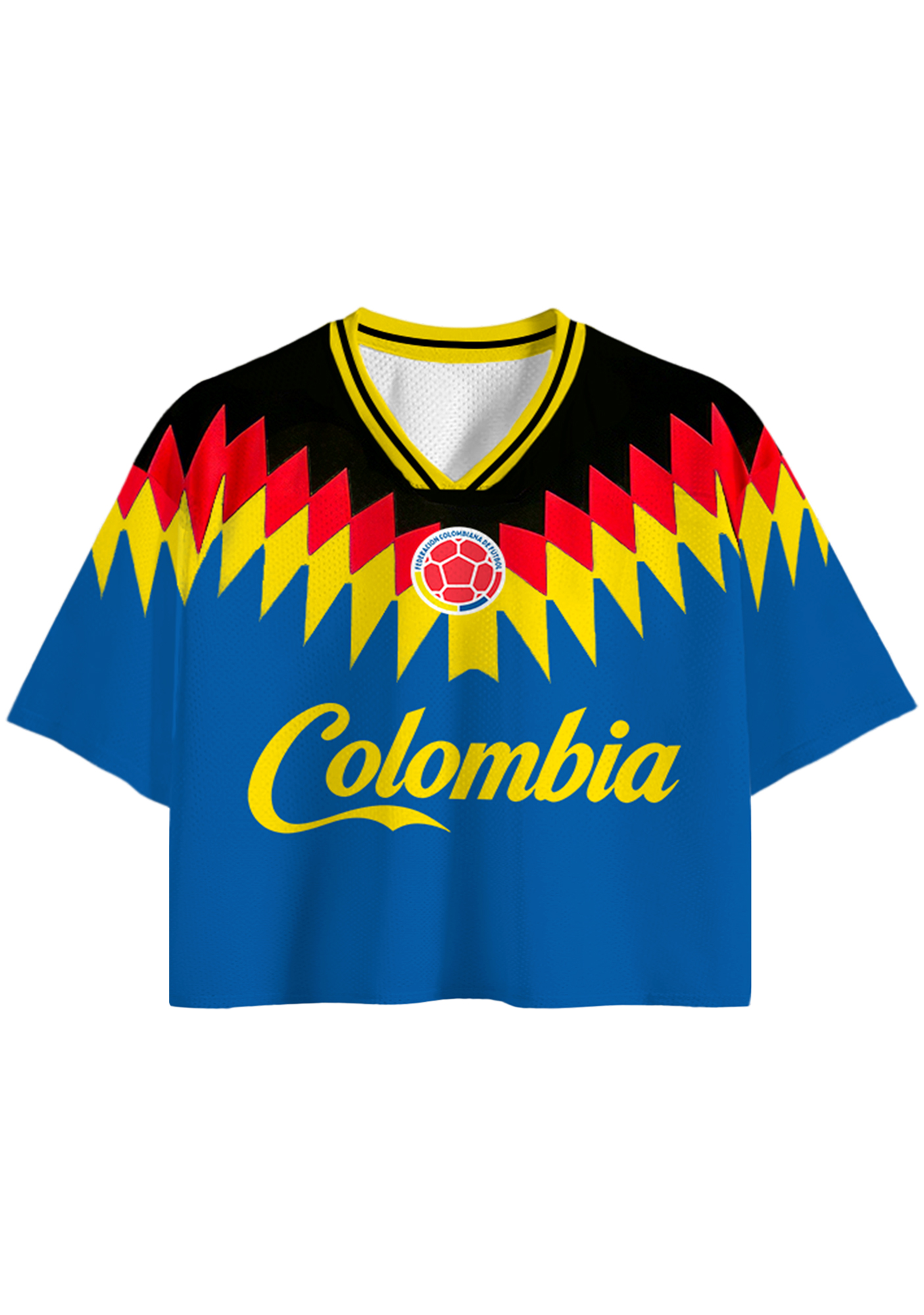 Retro Colombia National Team Cropped Jersey Shirt