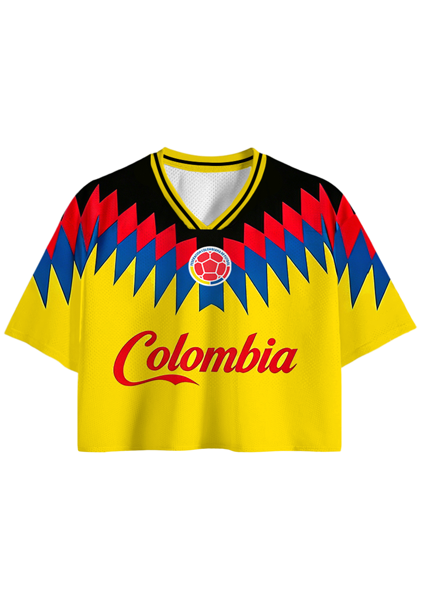 Classic Zigzag Colombia National Team Cropped Jersey Shirt