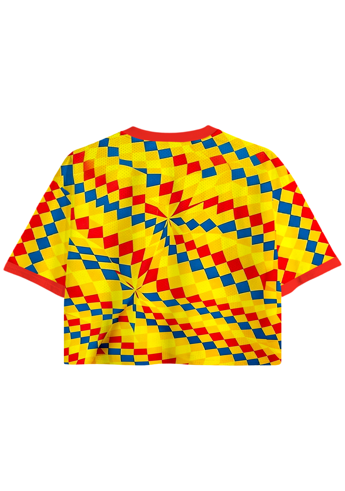 Colorful Checkerboard Soccer Fan Cropped Jersey Shirt