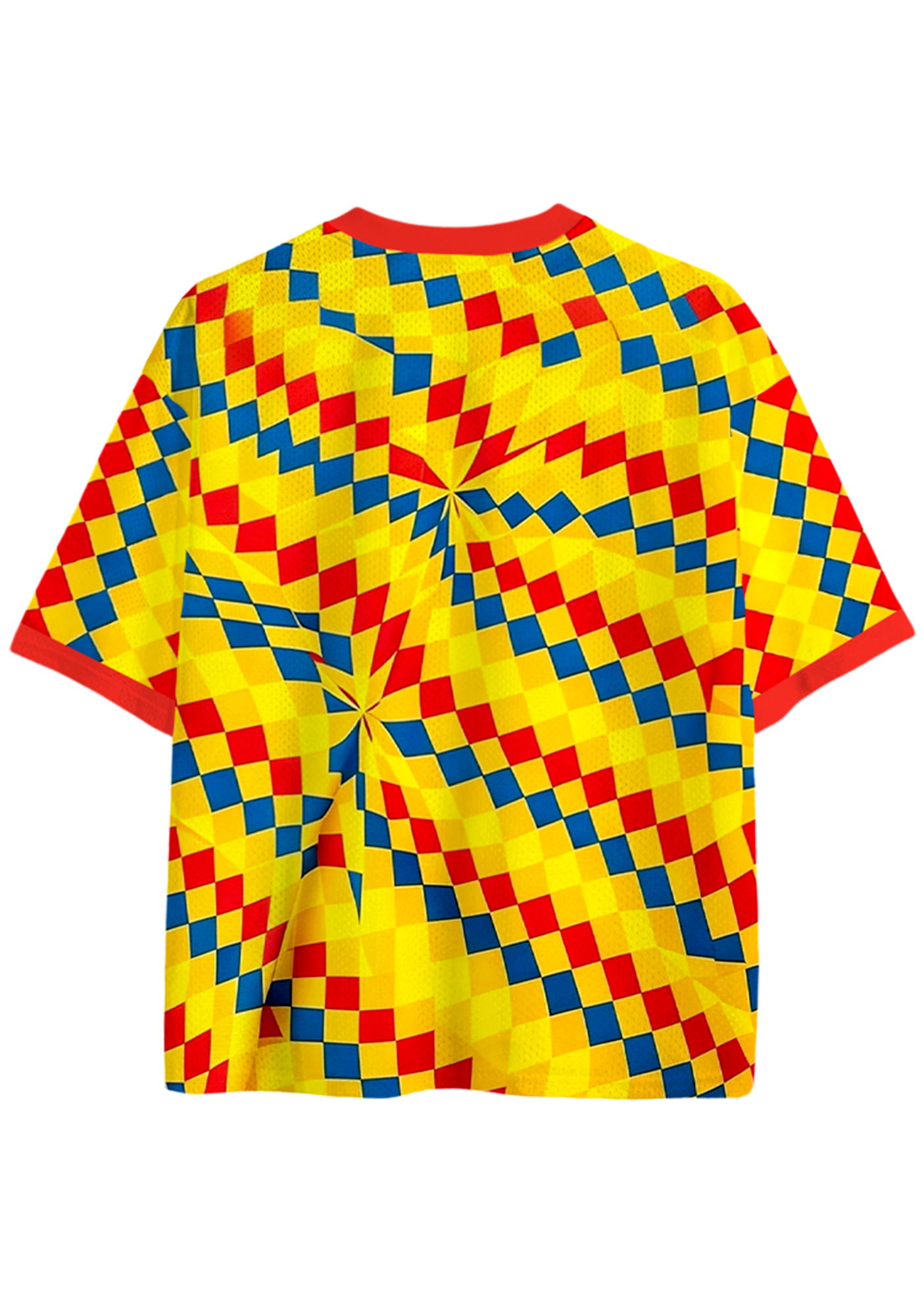 Colorful Checkerboard Soccer Fan Mesh Jersey Shirts