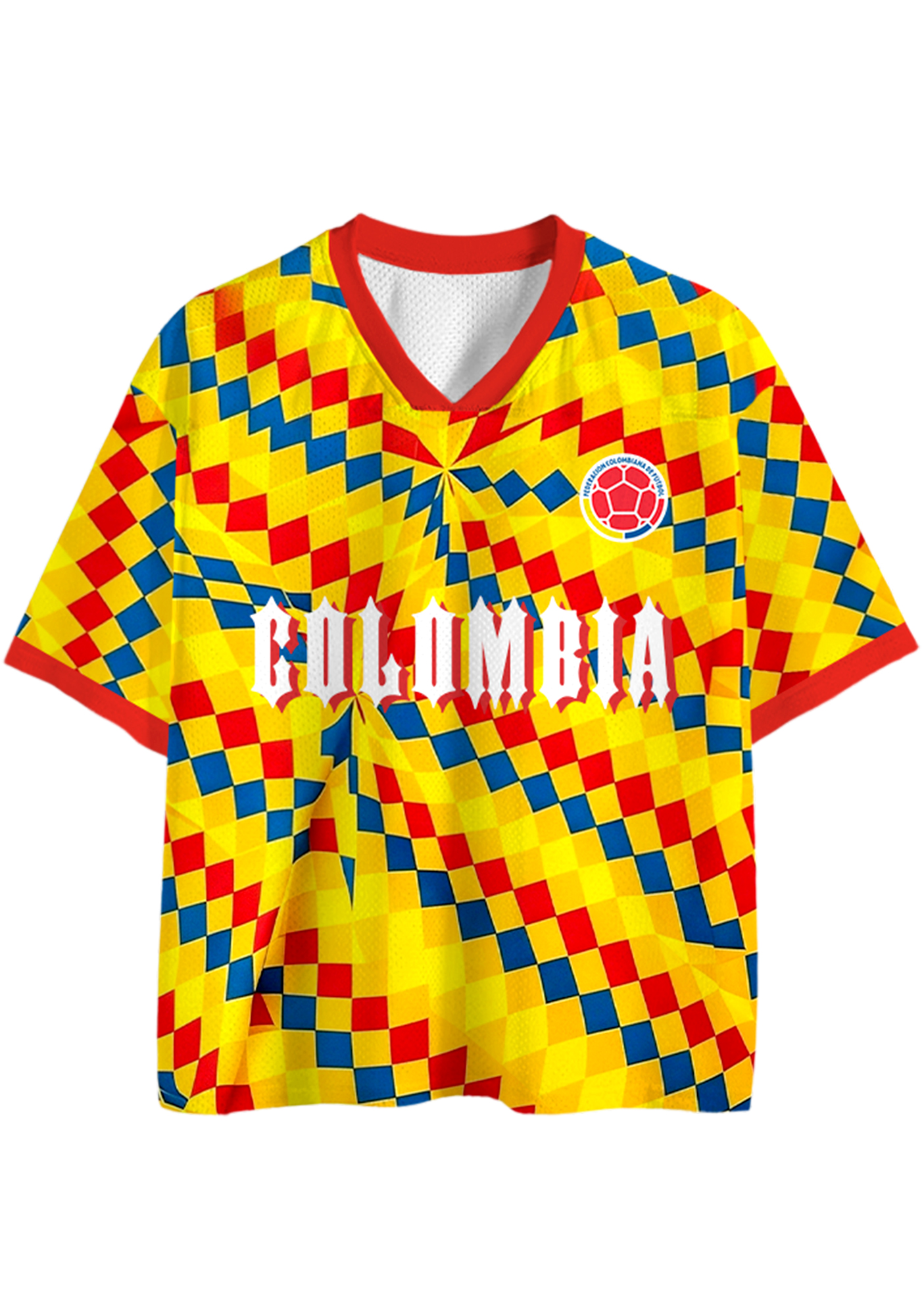 Colorful Checkerboard Soccer Fan Mesh Jersey Shirts