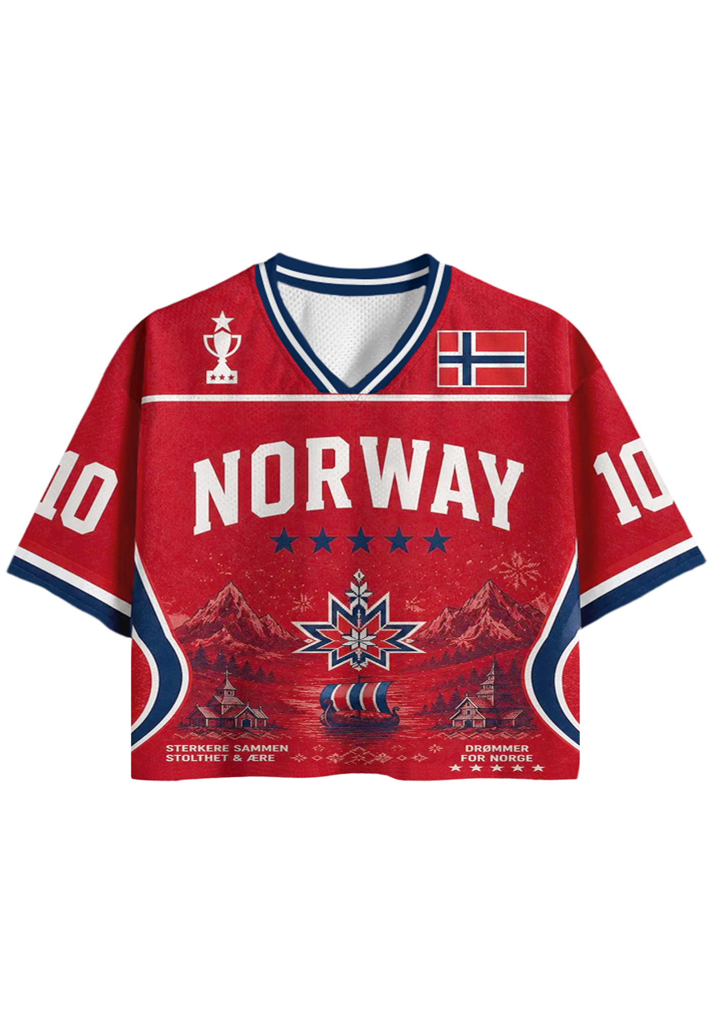Norway Mountain Graphic Fan Cropped Jersey Shirt
