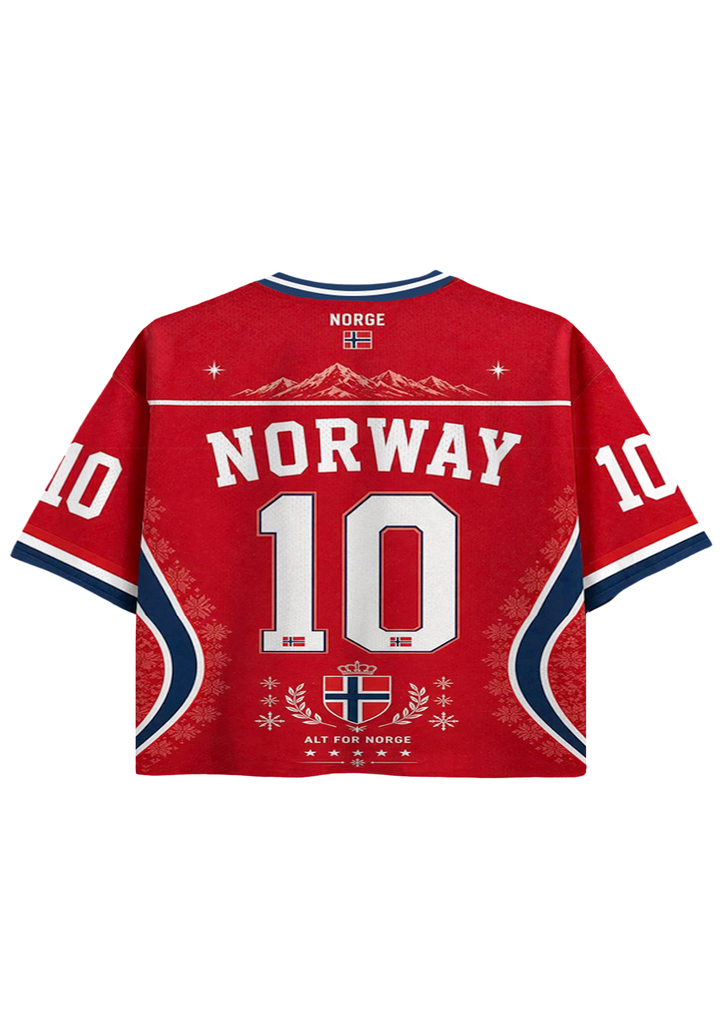 Norway Mountain Graphic Fan Cropped Jersey Shirt