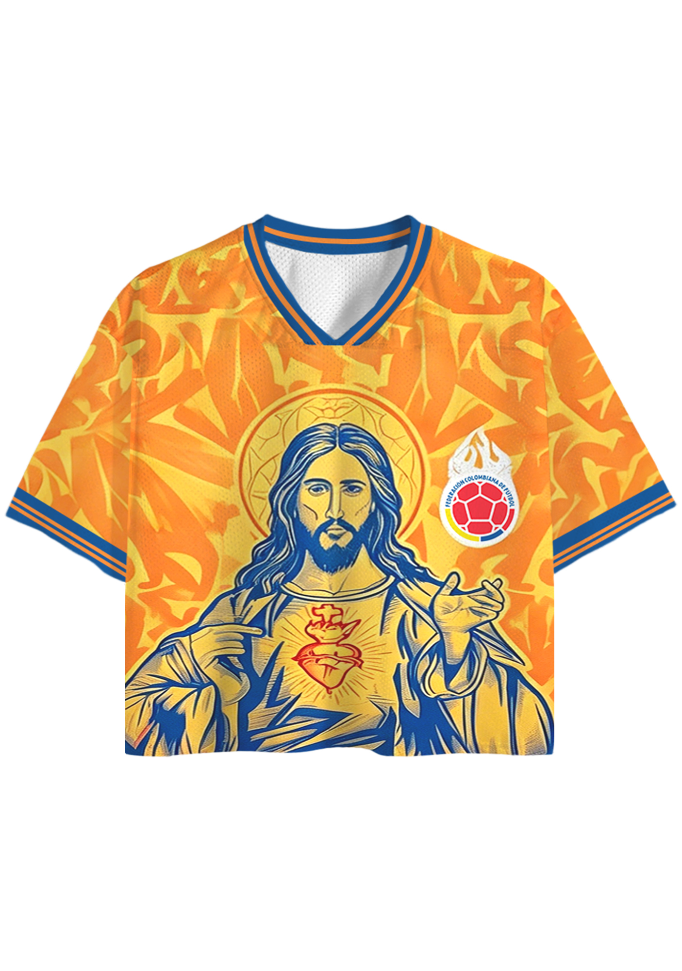 Jesus Graphic Colombian Cropped Jersey Shirt