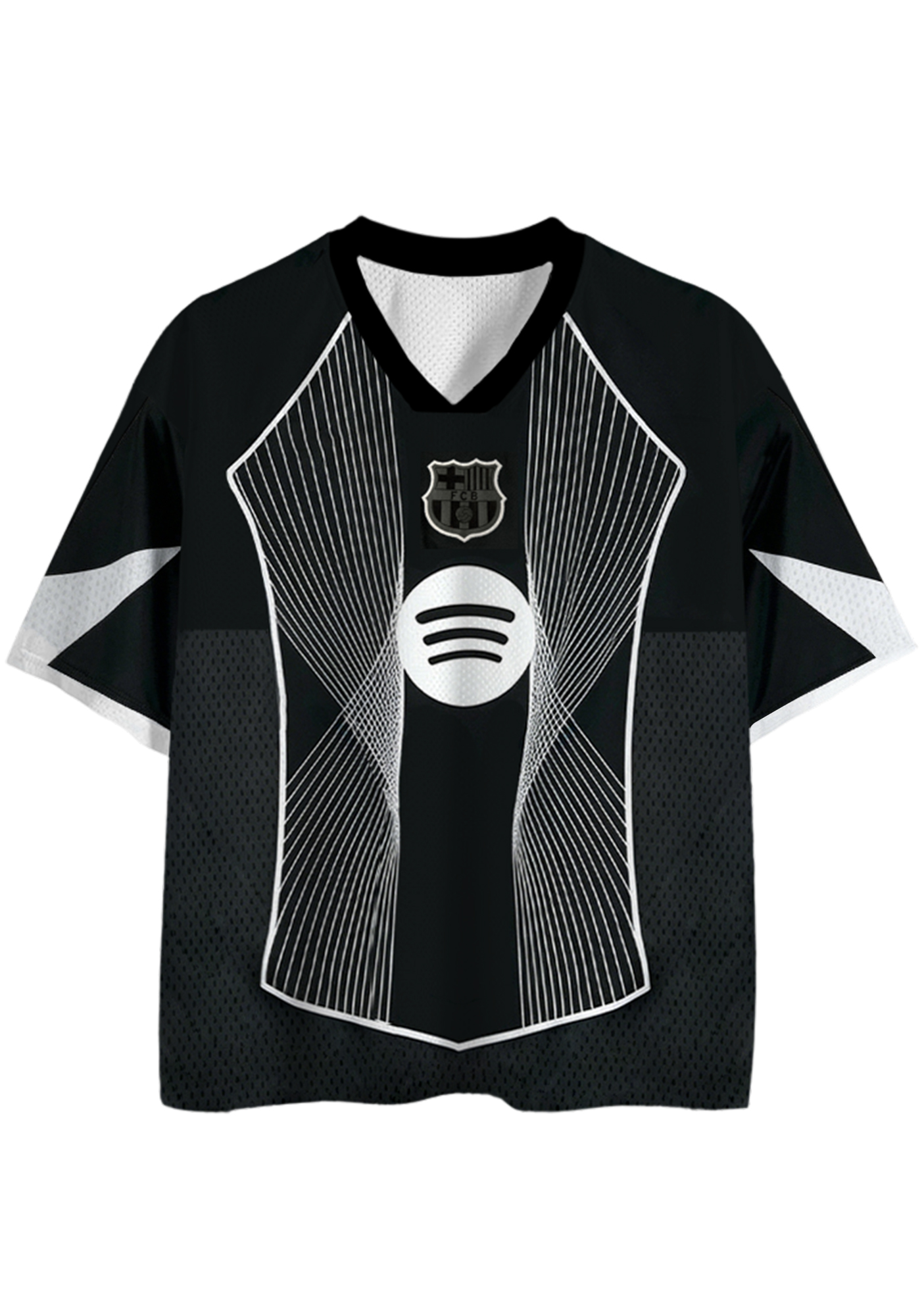 Barcelona-Inspired Black & White Mesh Jersey Shirts