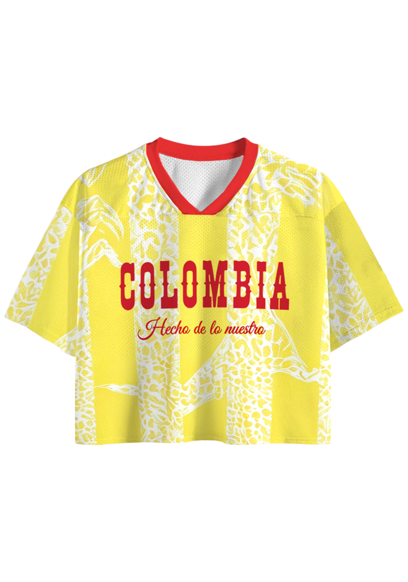 Vibrant Yellow Leopard Striped Cropped Jersey Shirt