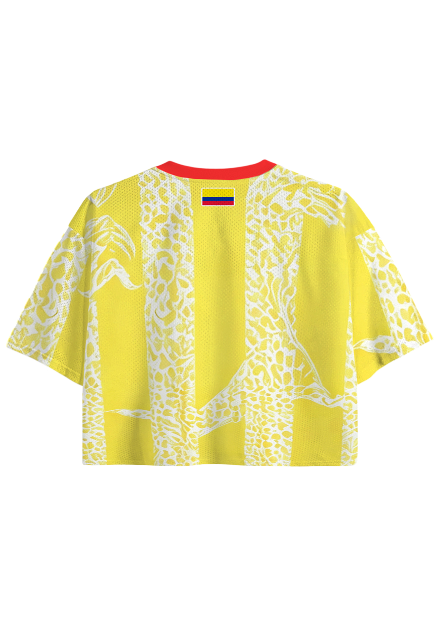 Vibrant Yellow Leopard Striped Cropped Jersey Shirt
