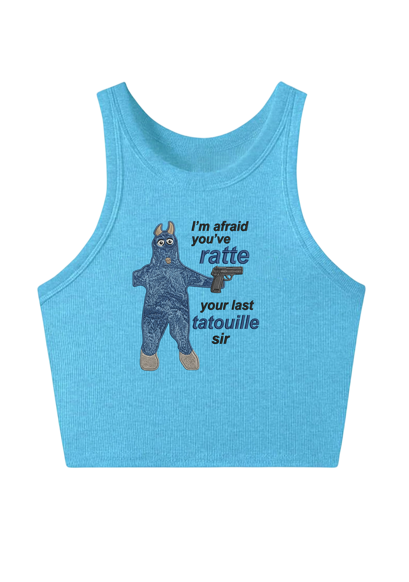 I'm Afraid You've Ratte Embroidery Y2K Crop Tank Top