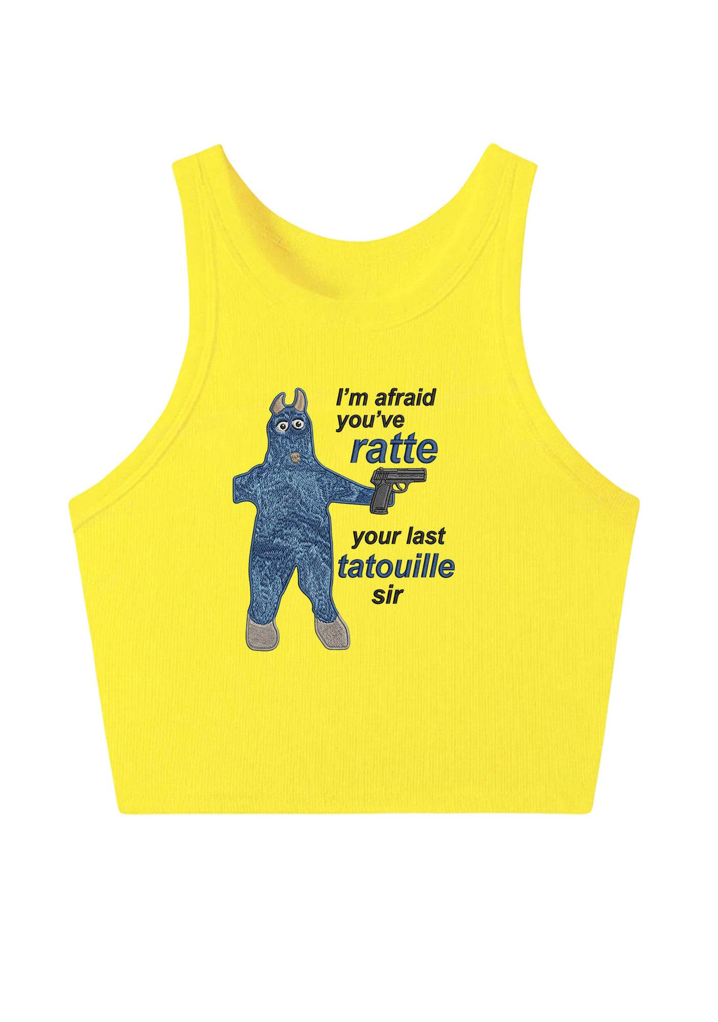 I'm Afraid You've Ratte Embroidery Y2K Crop Tank Top