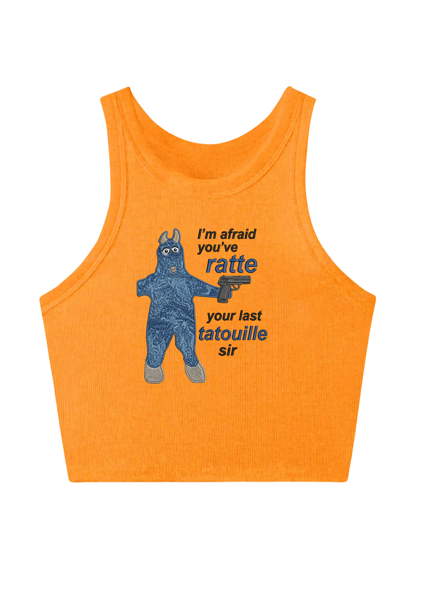 I'm Afraid You've Ratte Embroidery Y2K Crop Tank Top