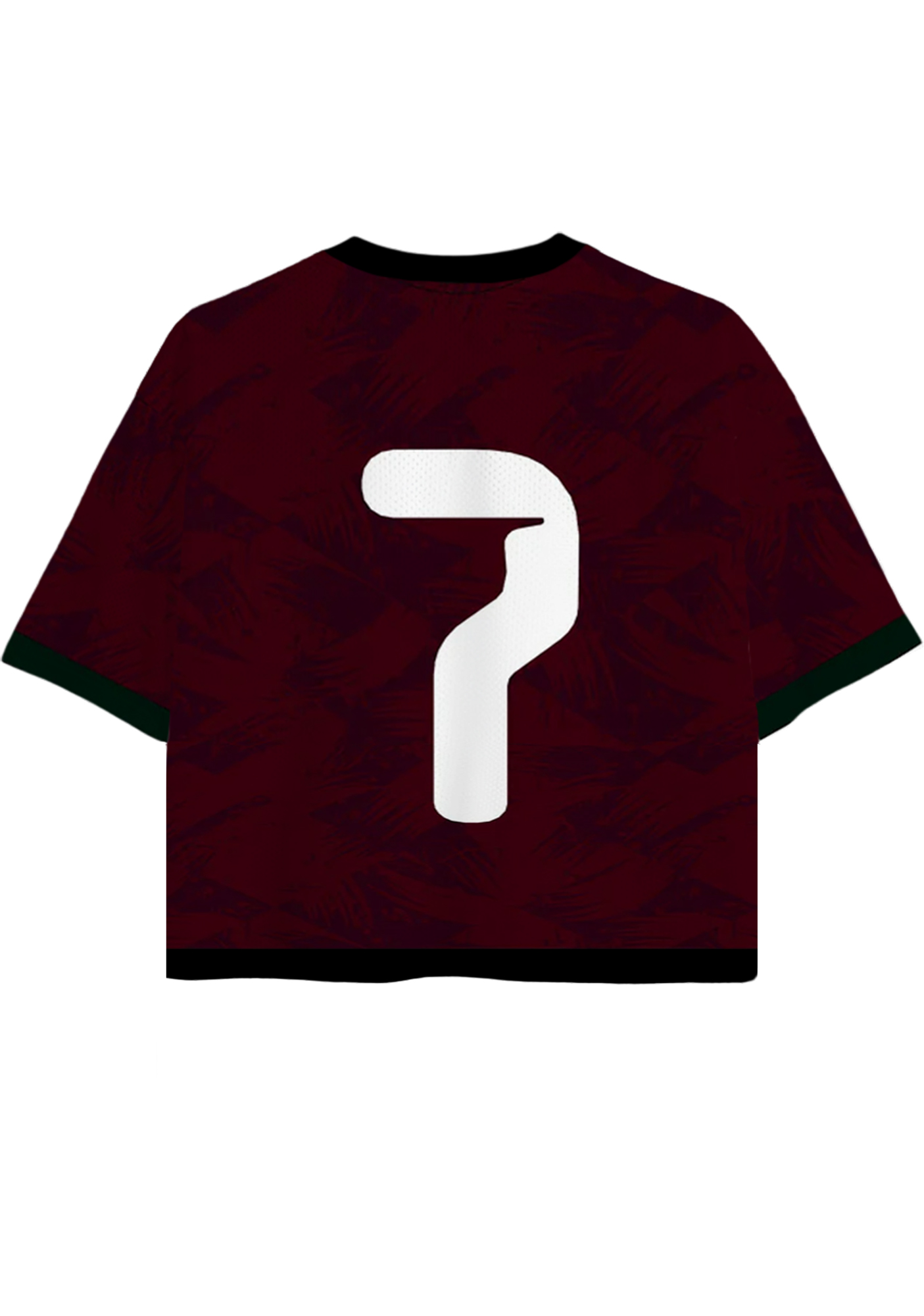 Portugal #7 Burgundy Cropped Mesh Jersey Shirt