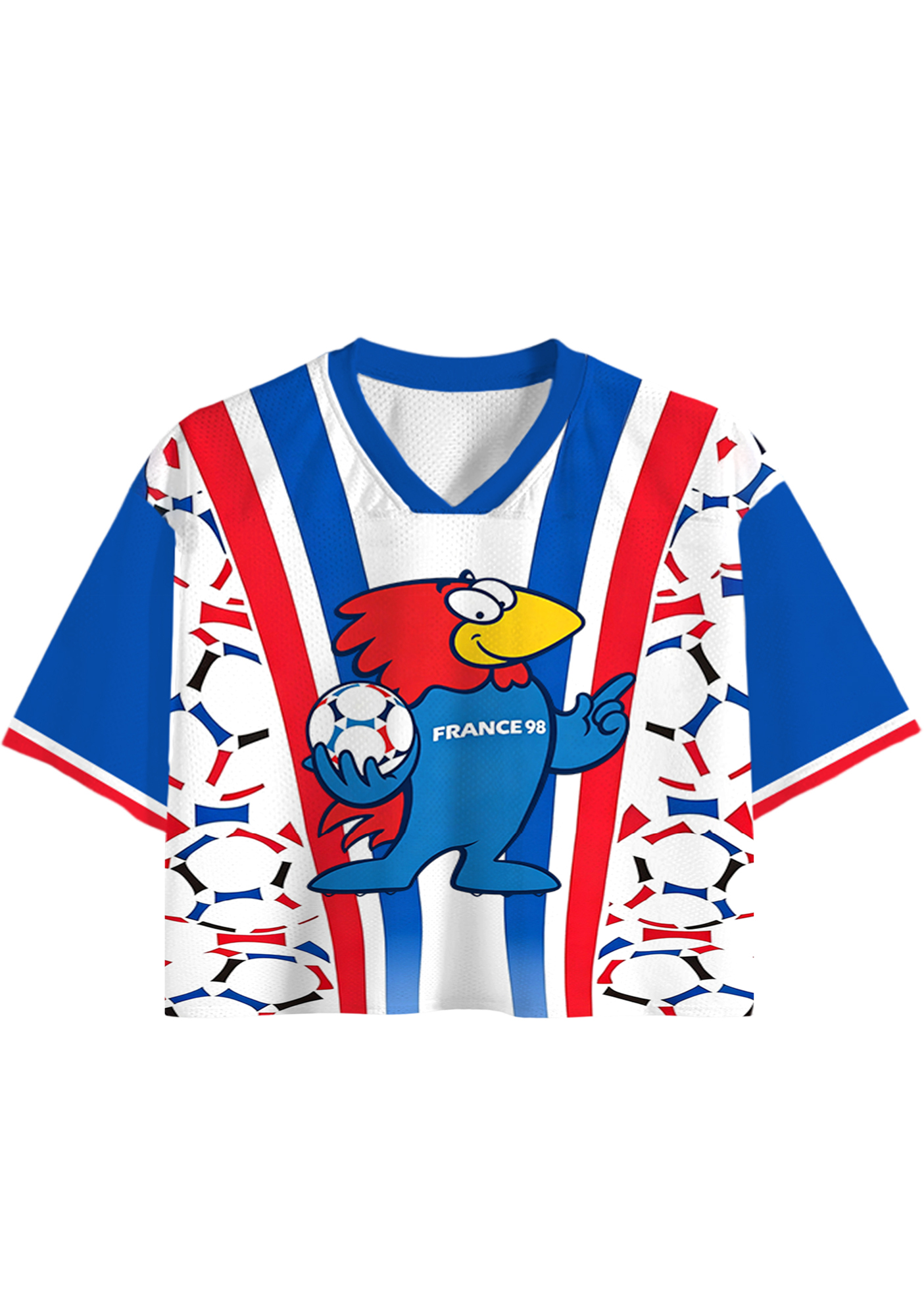 France 98 Rooster Mascot Cropped Jersey Shirt