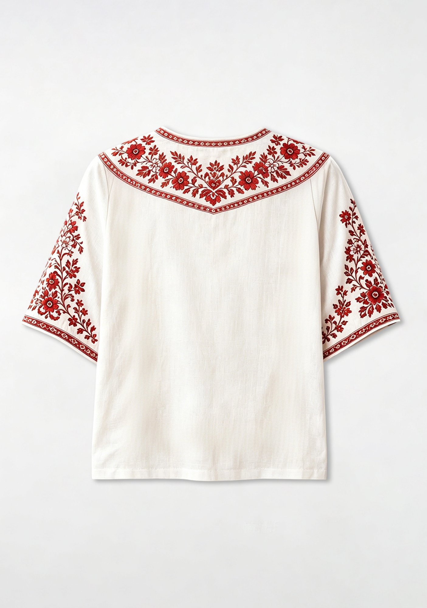Boho Floral Border Liverpool V-Neck Blouse