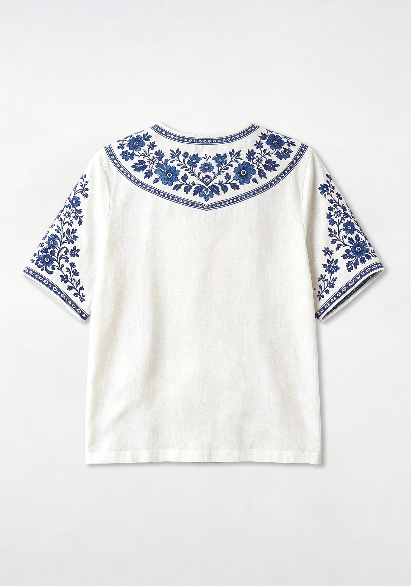 Boho Floral Border Everton V-Neck Blouse