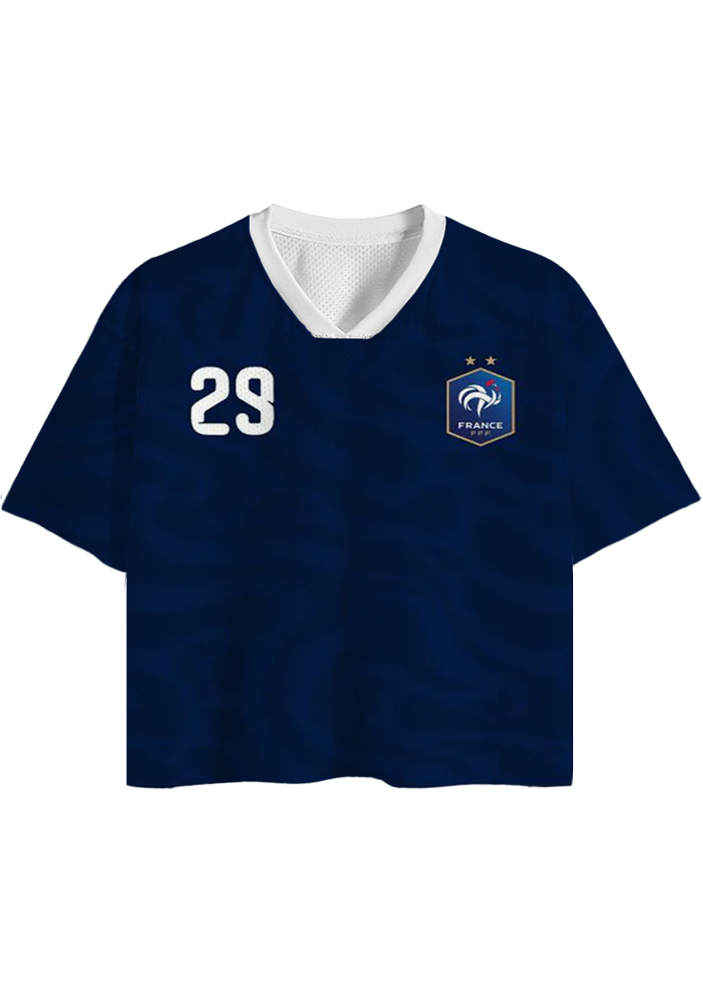 Score Big in This France-Inspired Cropped Mesh Jersey Shirt