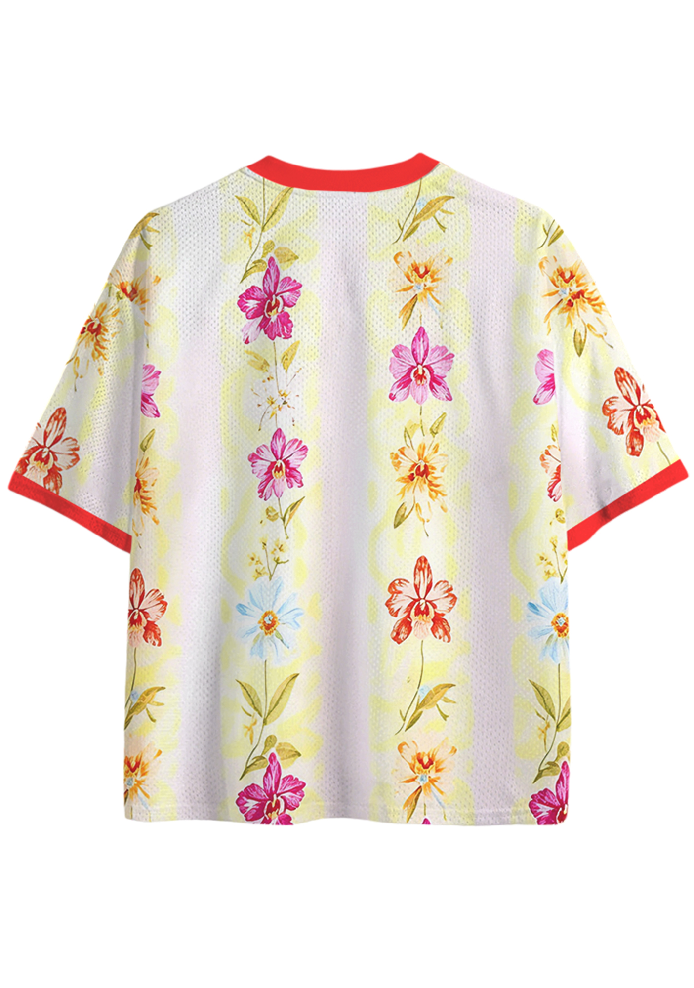Vintage Floral Orchid Colombia Print Mesh Jersey Shirts