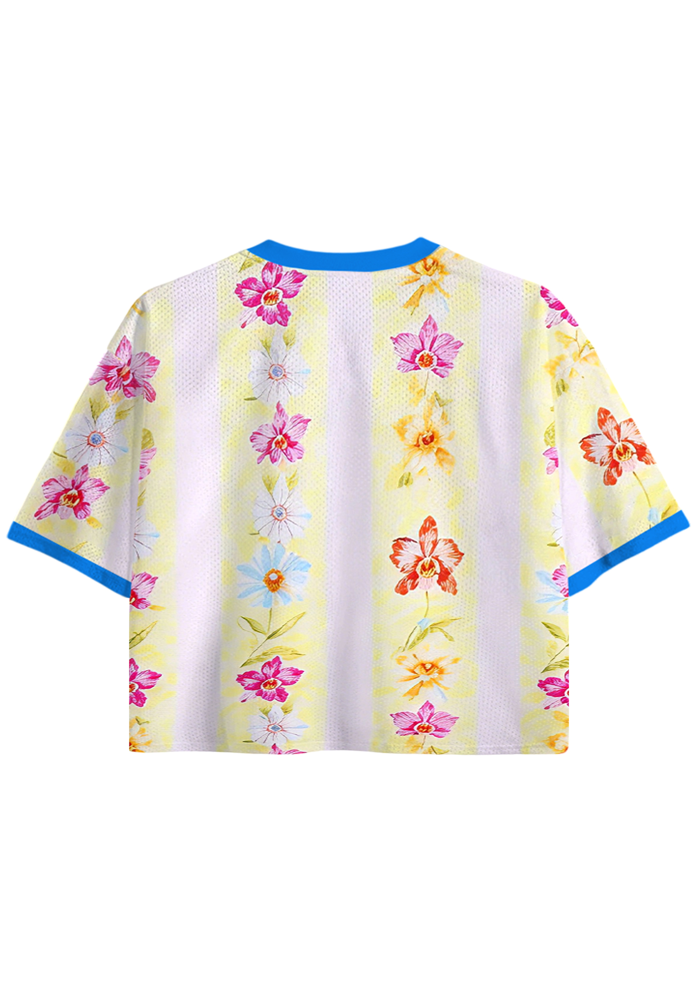 Vintage Tropical Hummingbird Orchid Cropped Jersey Shirt