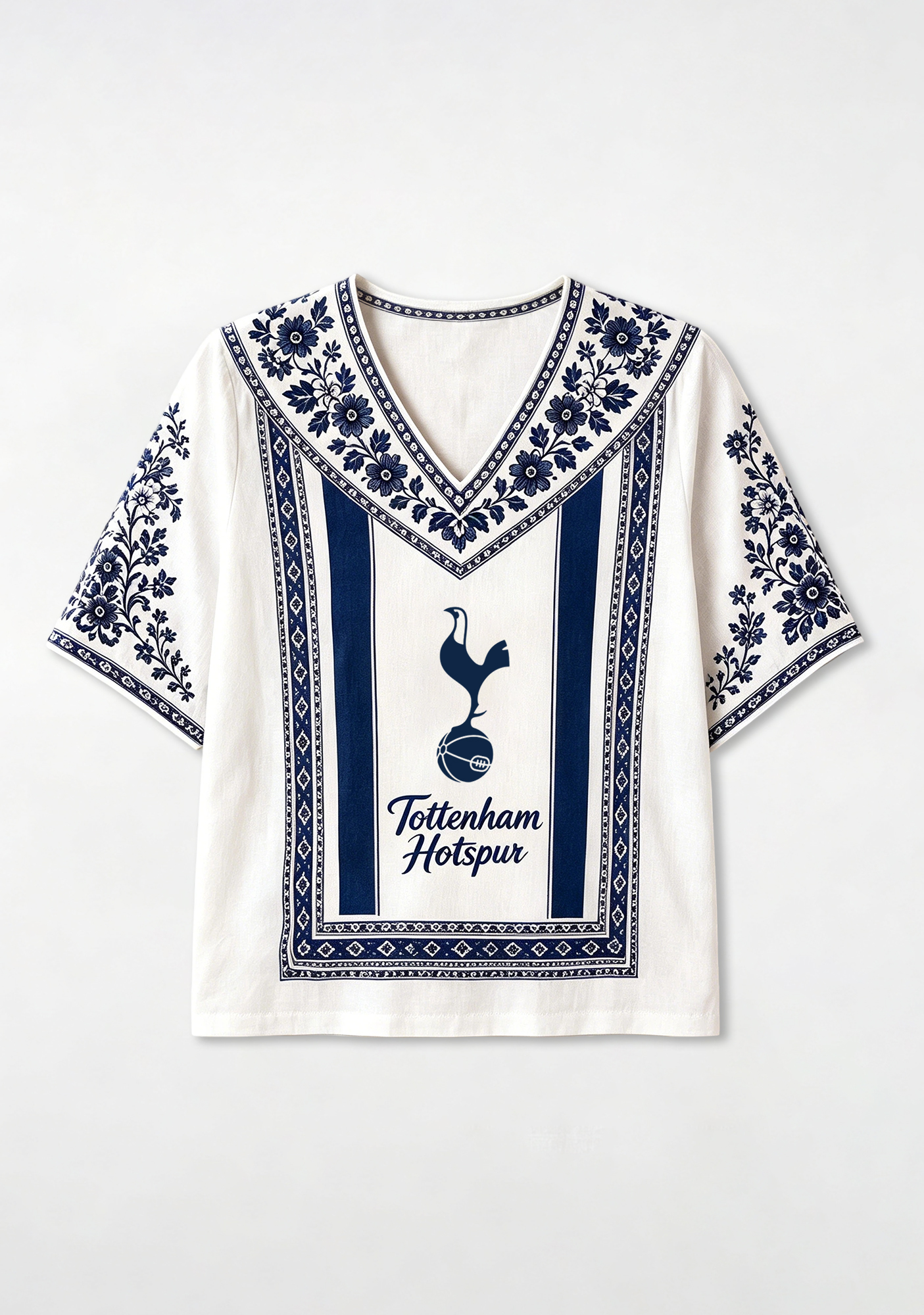 Boho Floral Border Tottenham Hotspur V-Neck Blouse