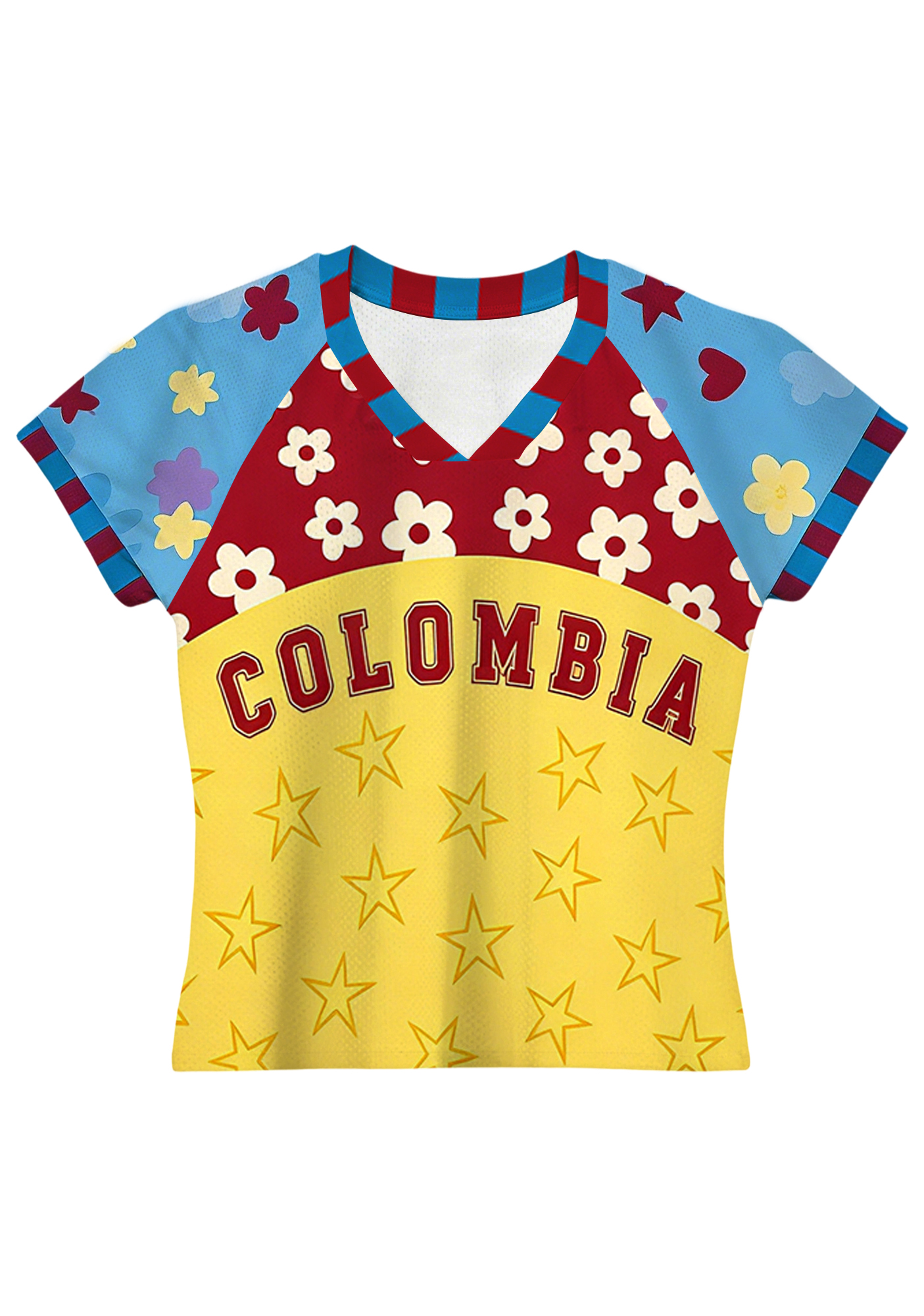 Cute Star Daisy Color Block Colombia Baby Tee