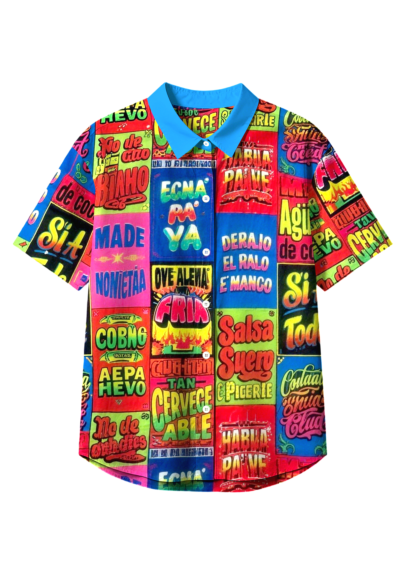 Tropical Summer Graffiti Button Up Hawaiian Shirt