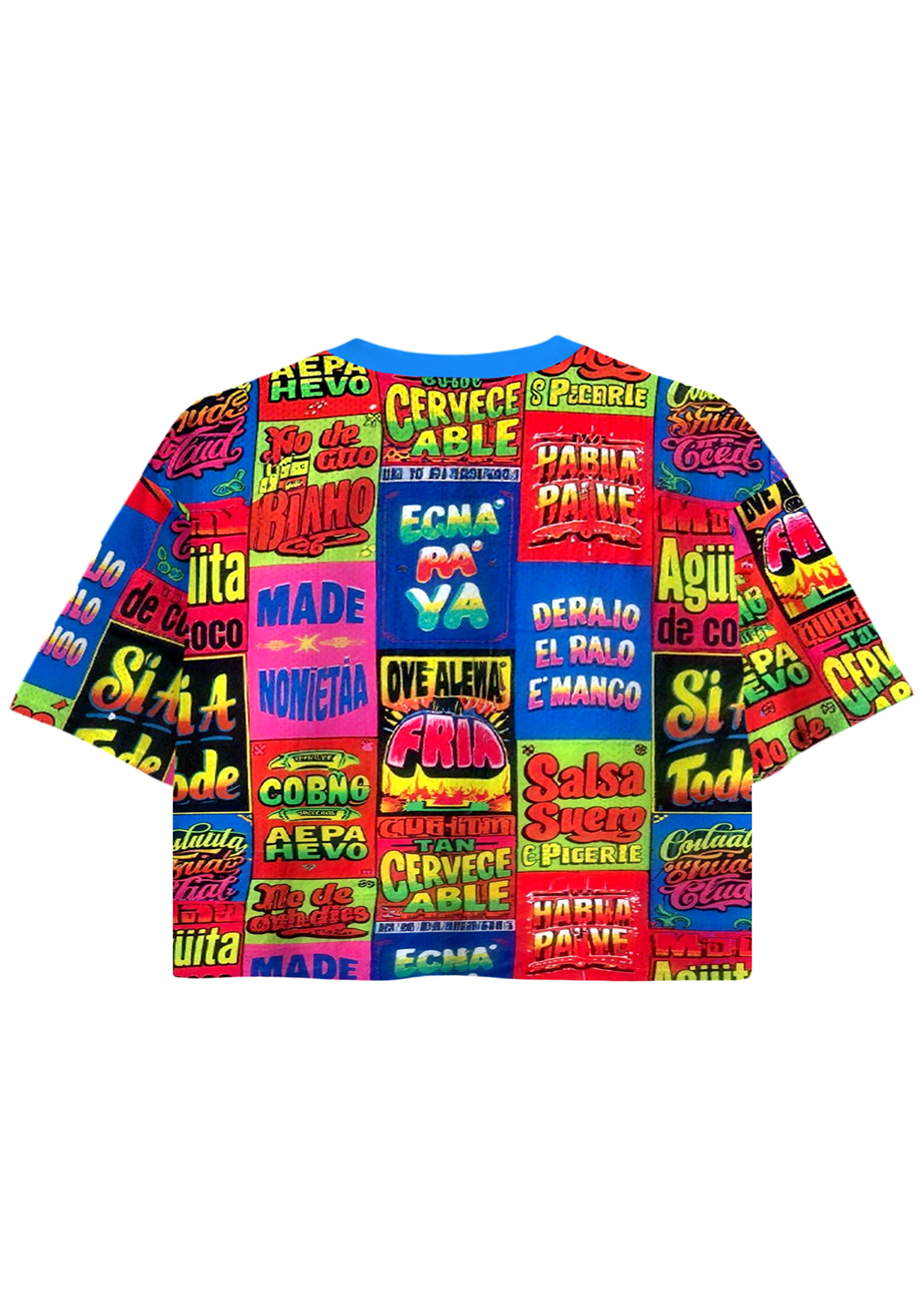Tropical Summer Graffiti Cropped Jersey Shirt
