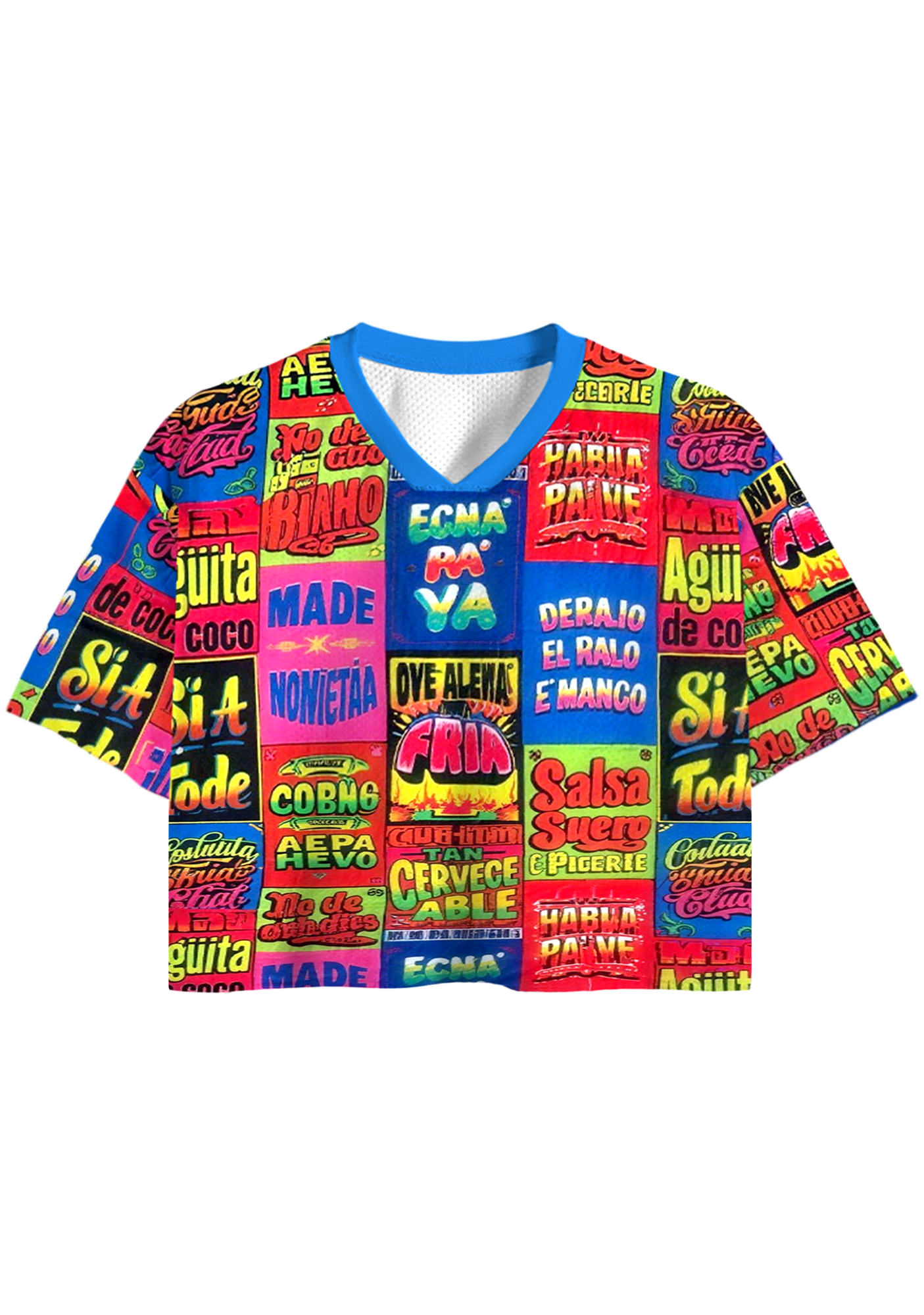 Tropical Summer Graffiti Cropped Jersey Shirt