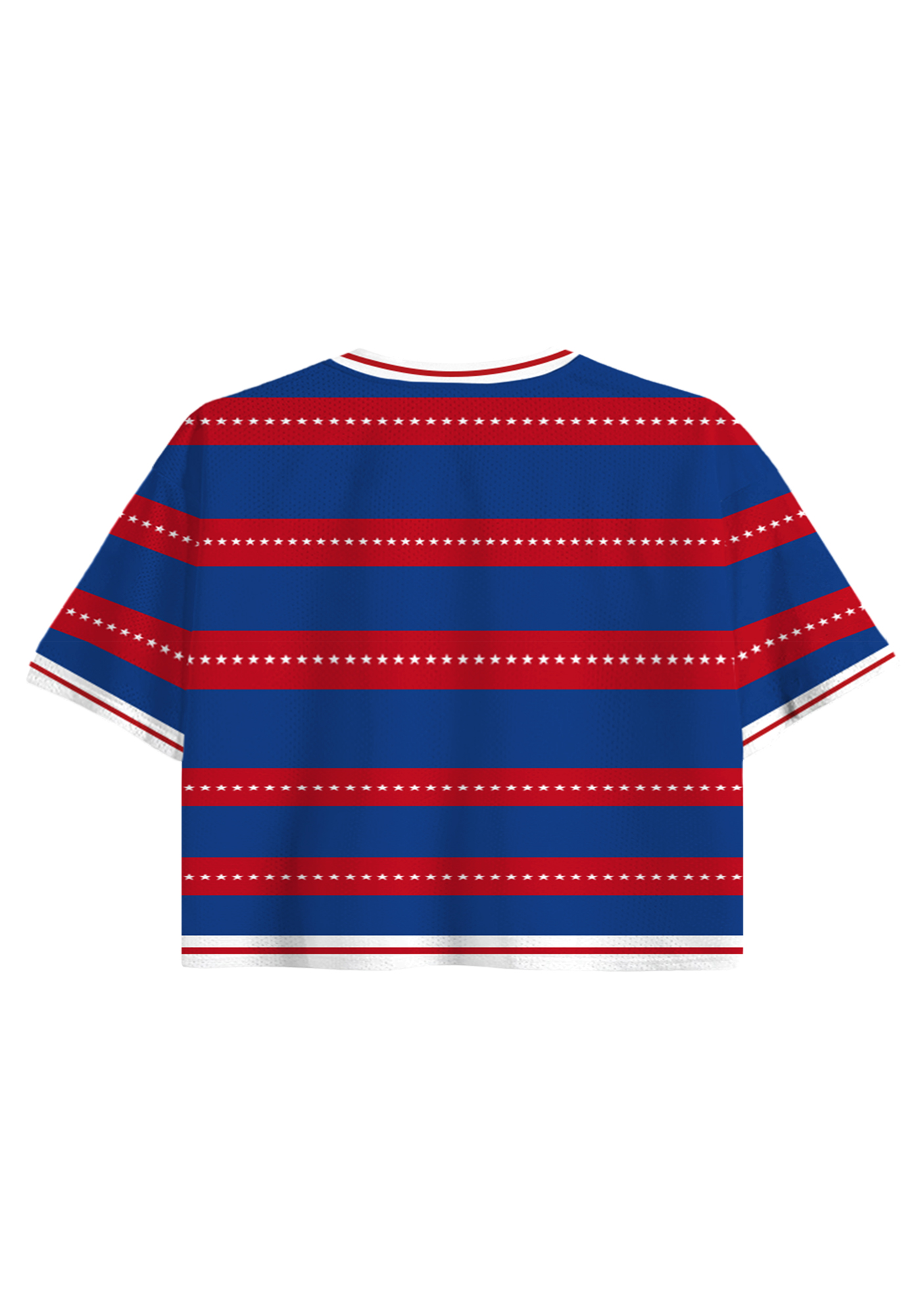Red White Blue USA Patriotic Cropped Jersey Shirt