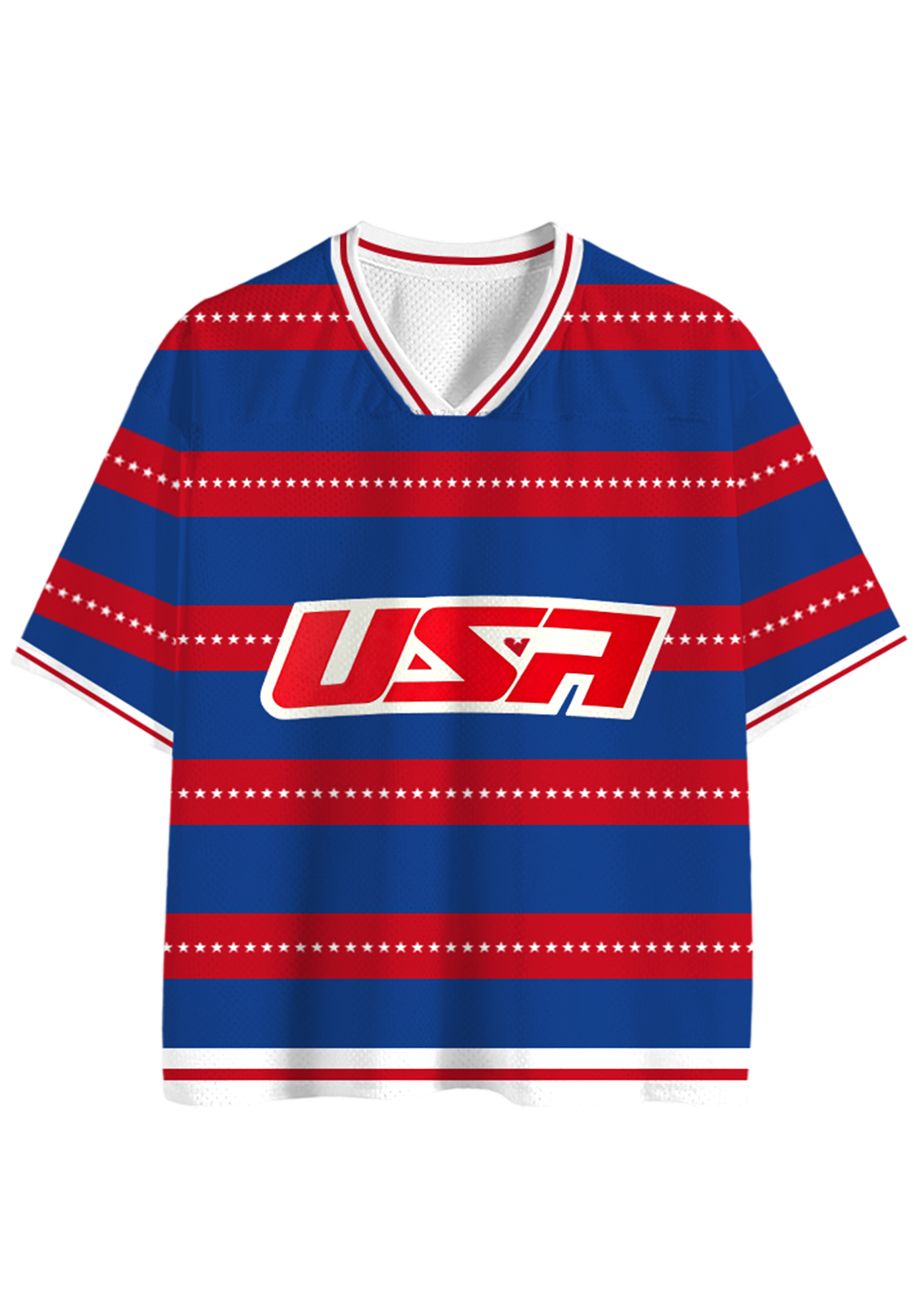 Red White Blue USA Patriotic Mesh Jersey Shirts