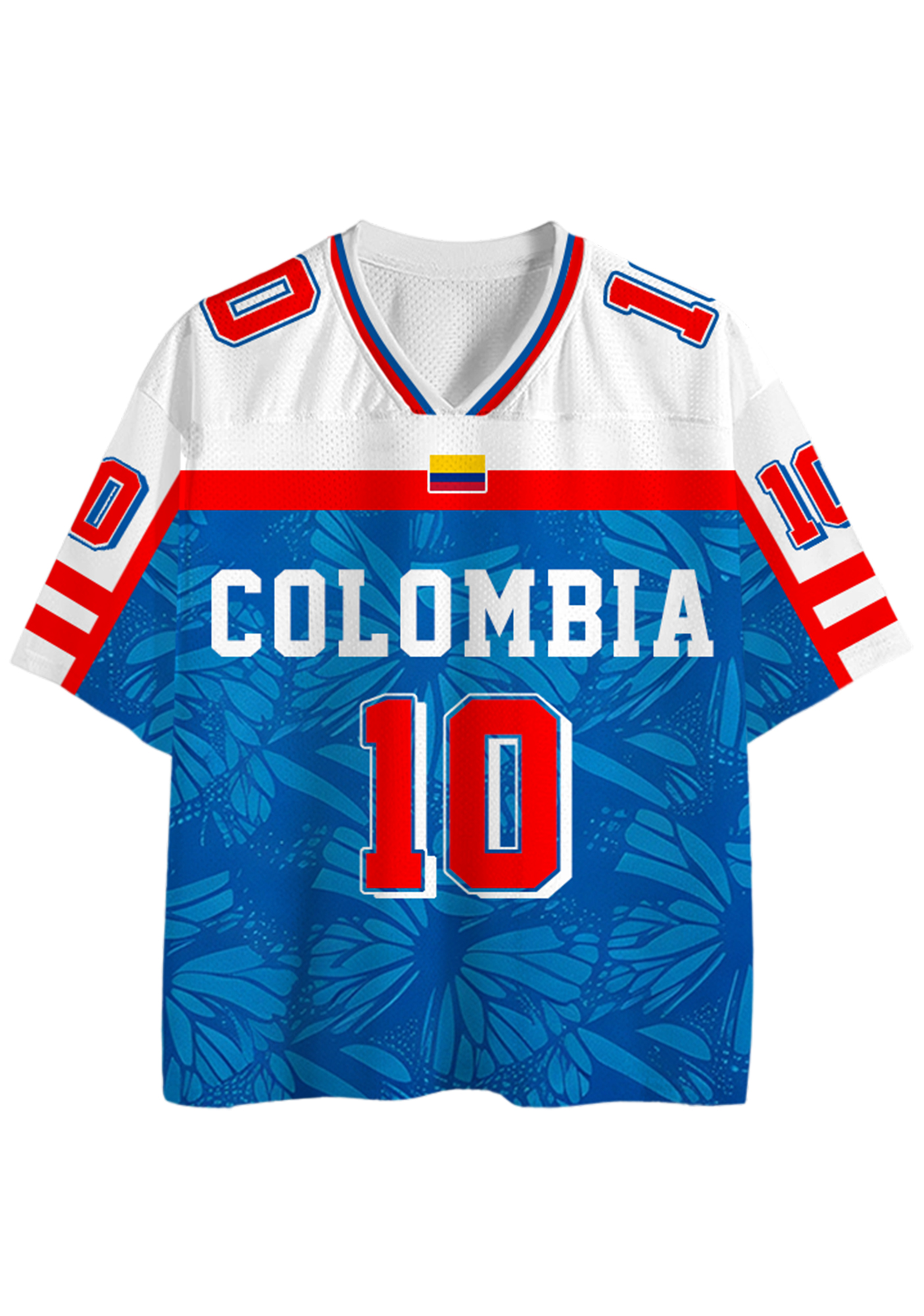 Colombia Number 10 Tropical Leaf Mesh Jersey Shirts