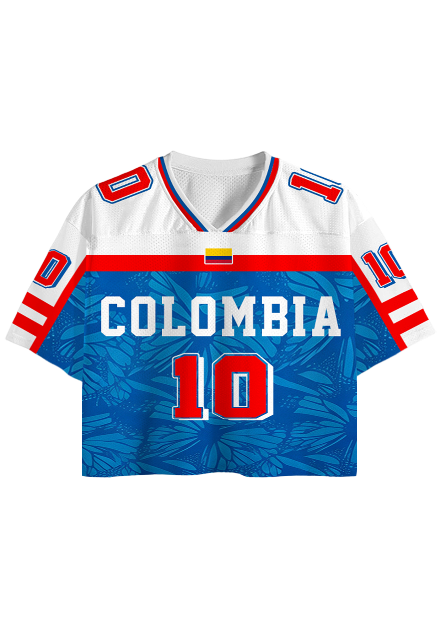 Colombia Number 10 Tropical Leaf Cropped Jersey Shirt