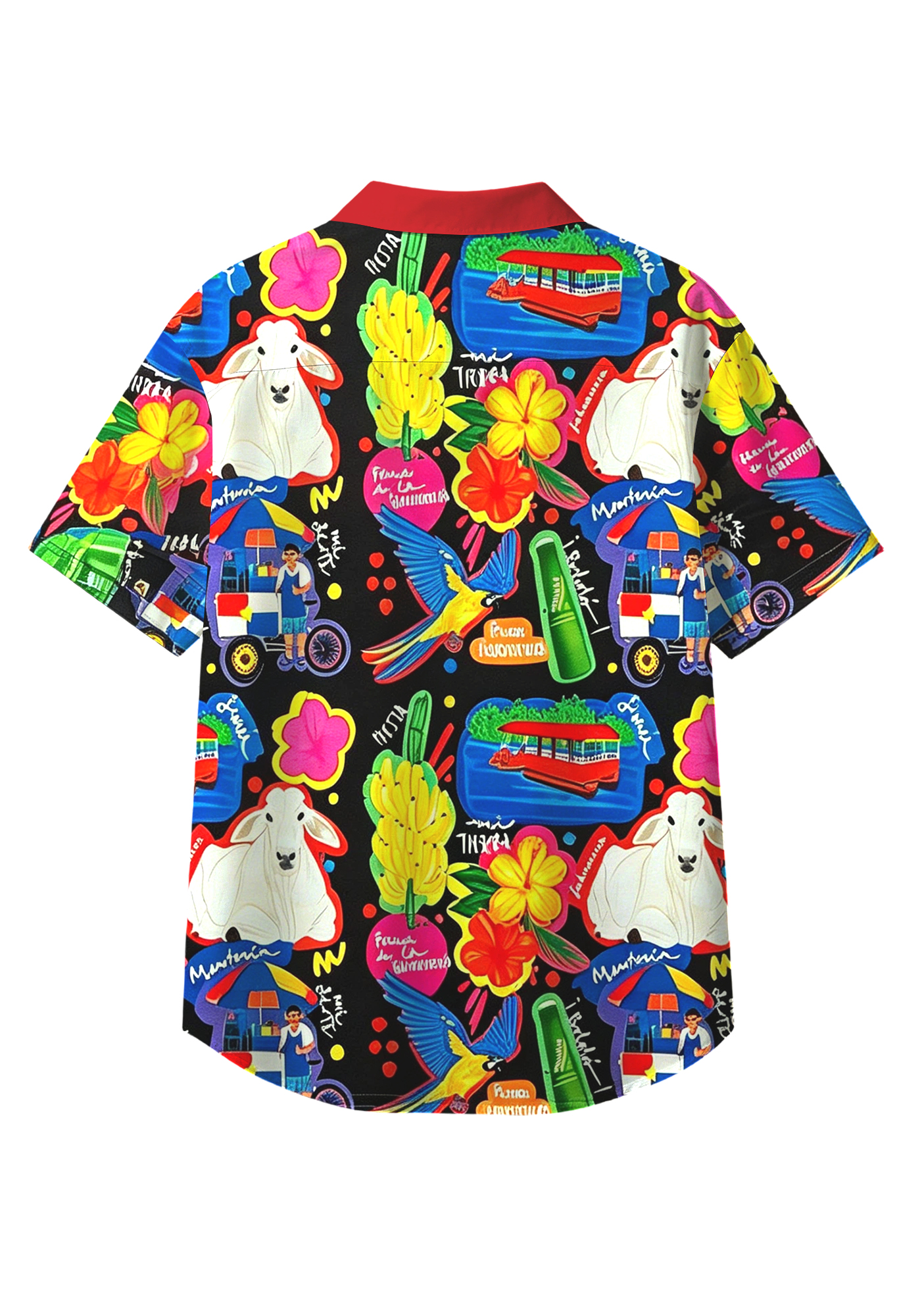 Latin Fiesta Tropical Print Button Up Hawaiian Shirt