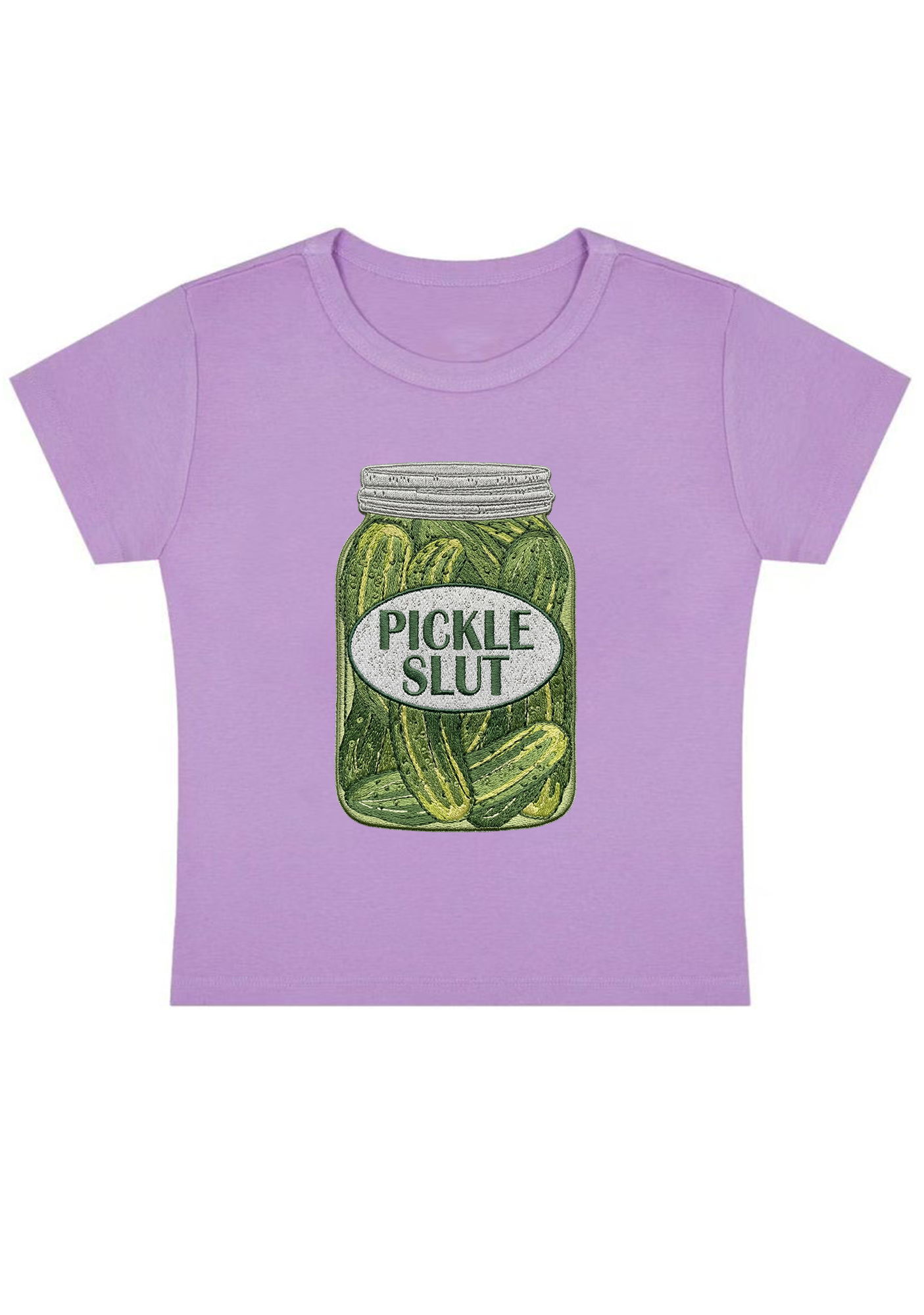 Pickle SlXt Embroidery Y2K Baby Tee