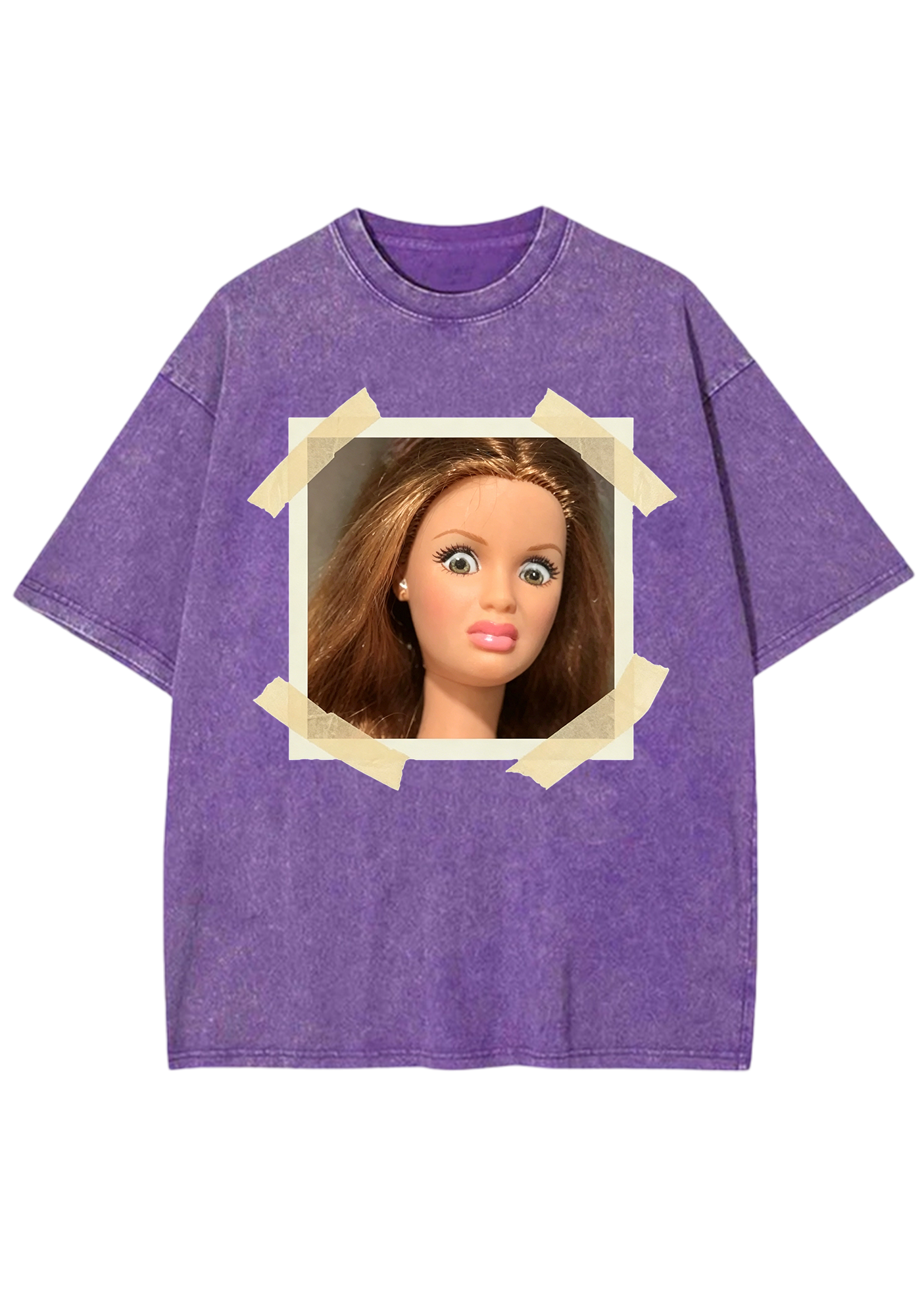 Taped Photo Barbie Doll Meme Y2K Washed Tee