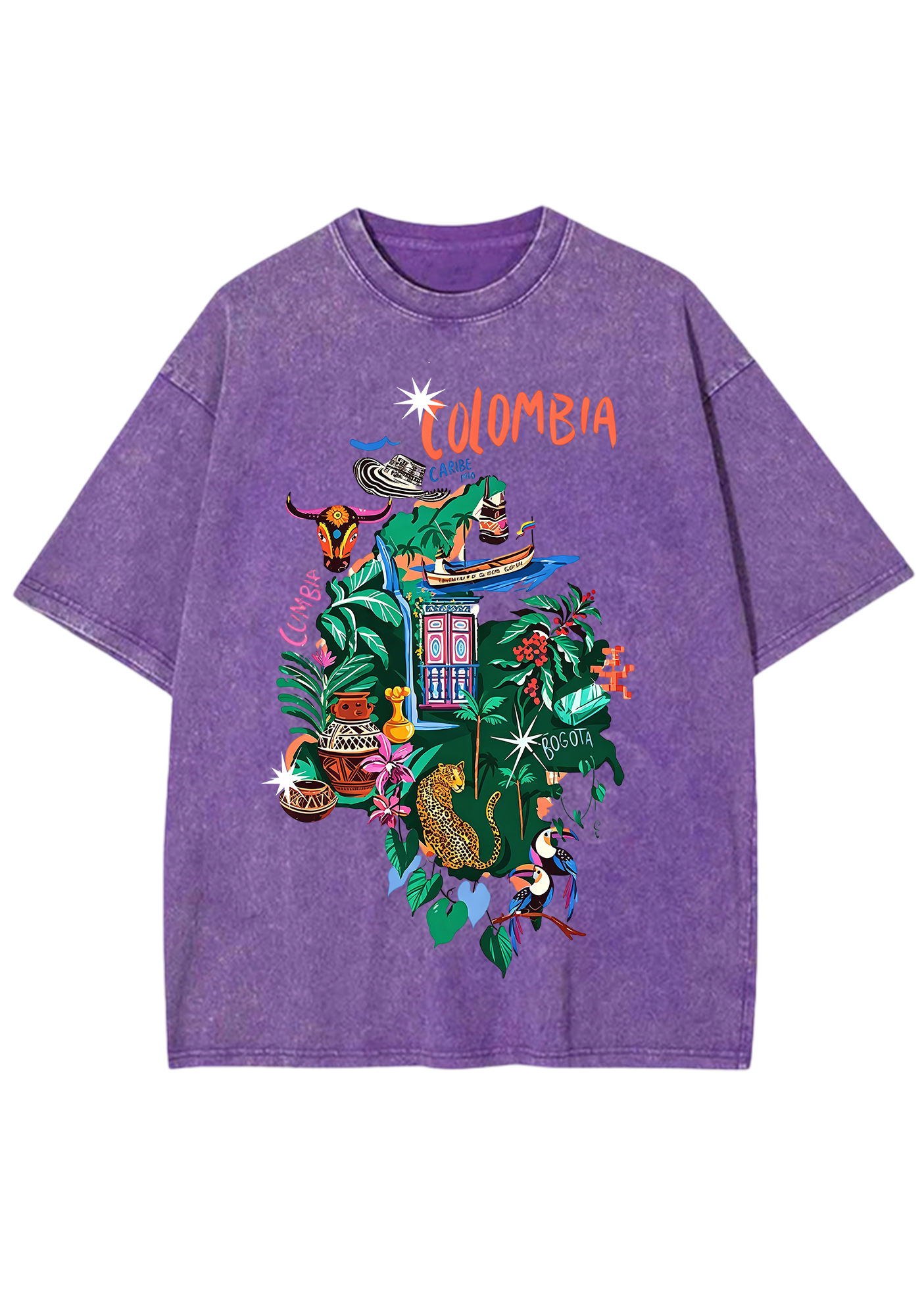 Colombia Tropical Cultural Map Washed Tee