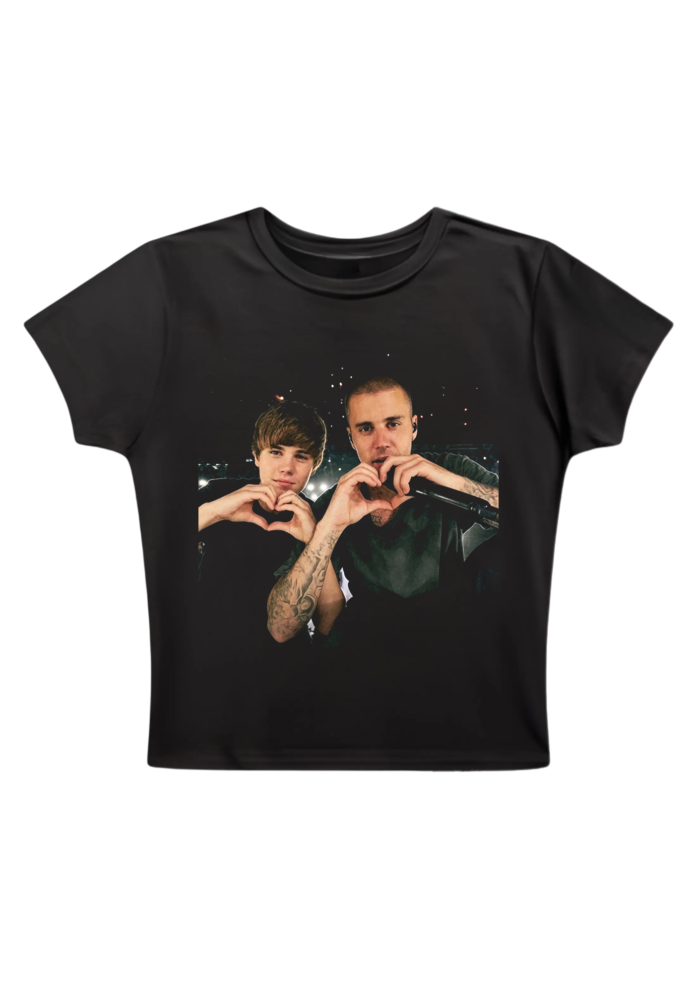 Retro Film Grain Justin Bieber Throwback Collage Y2K Baby Tee