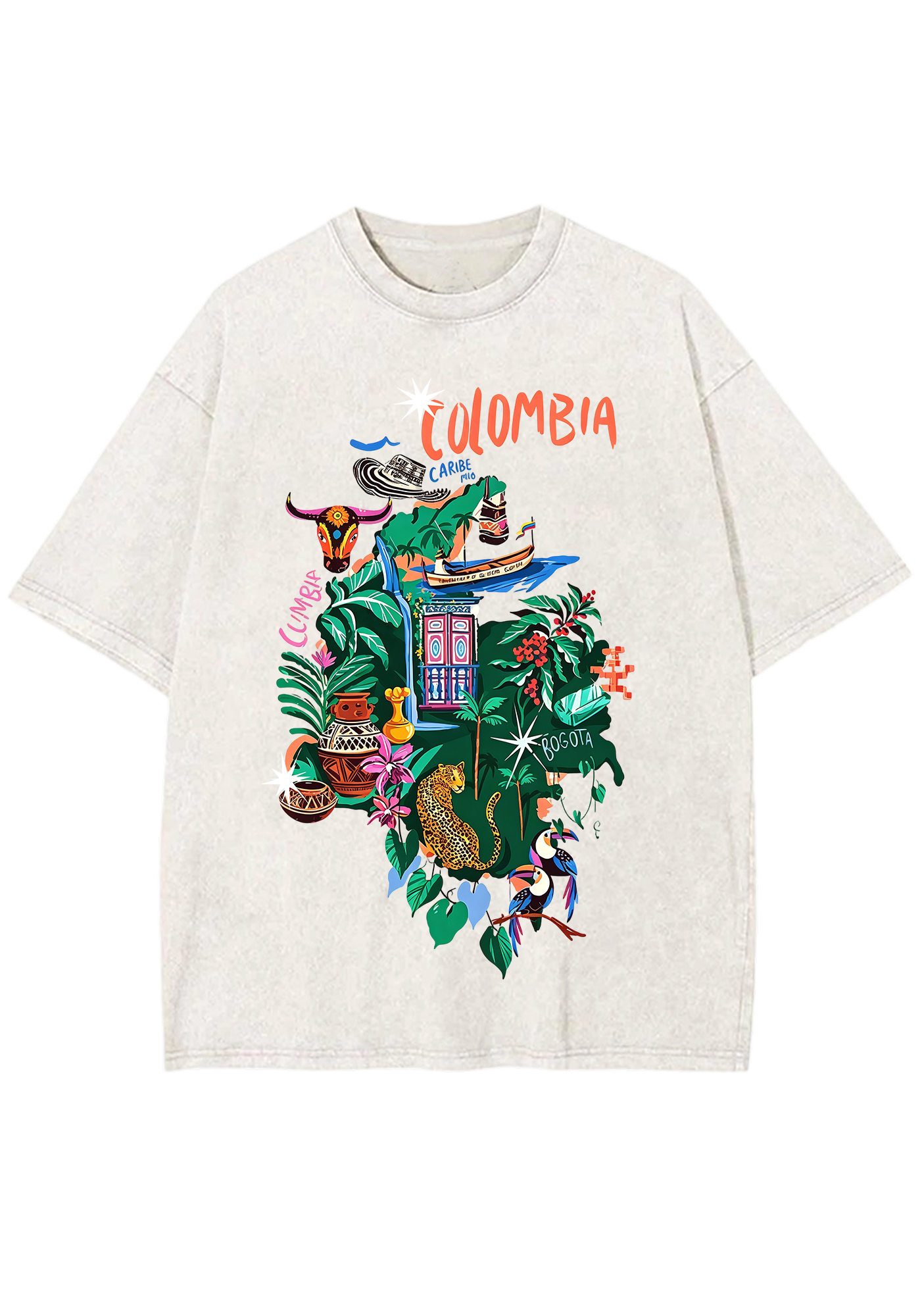 Colombia Tropical Cultural Map Washed Tee