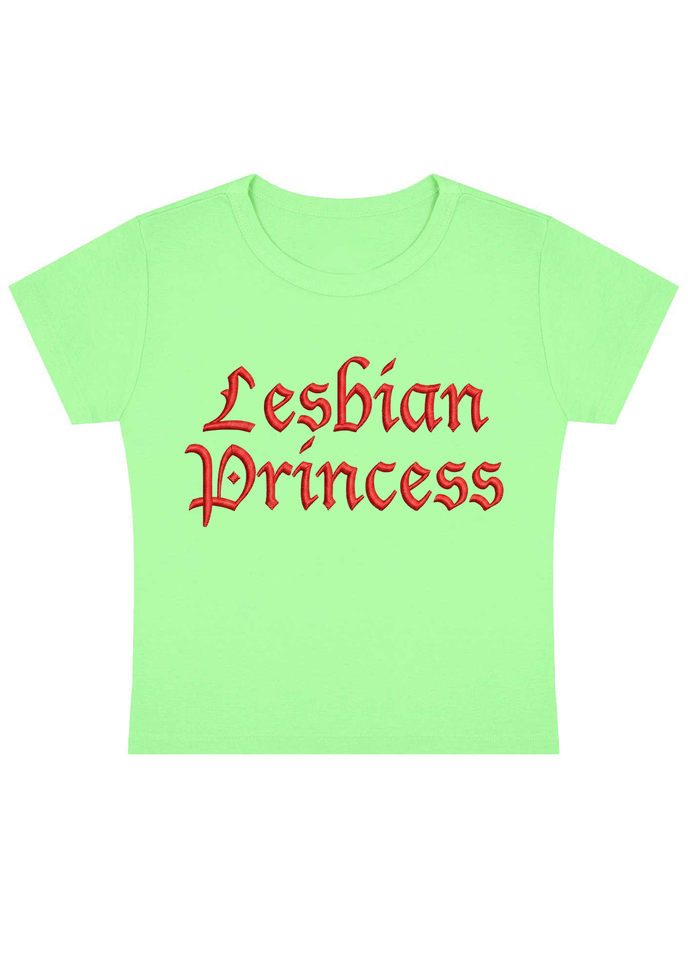 Lesbian Princess Embroidery Y2K Baby Tee